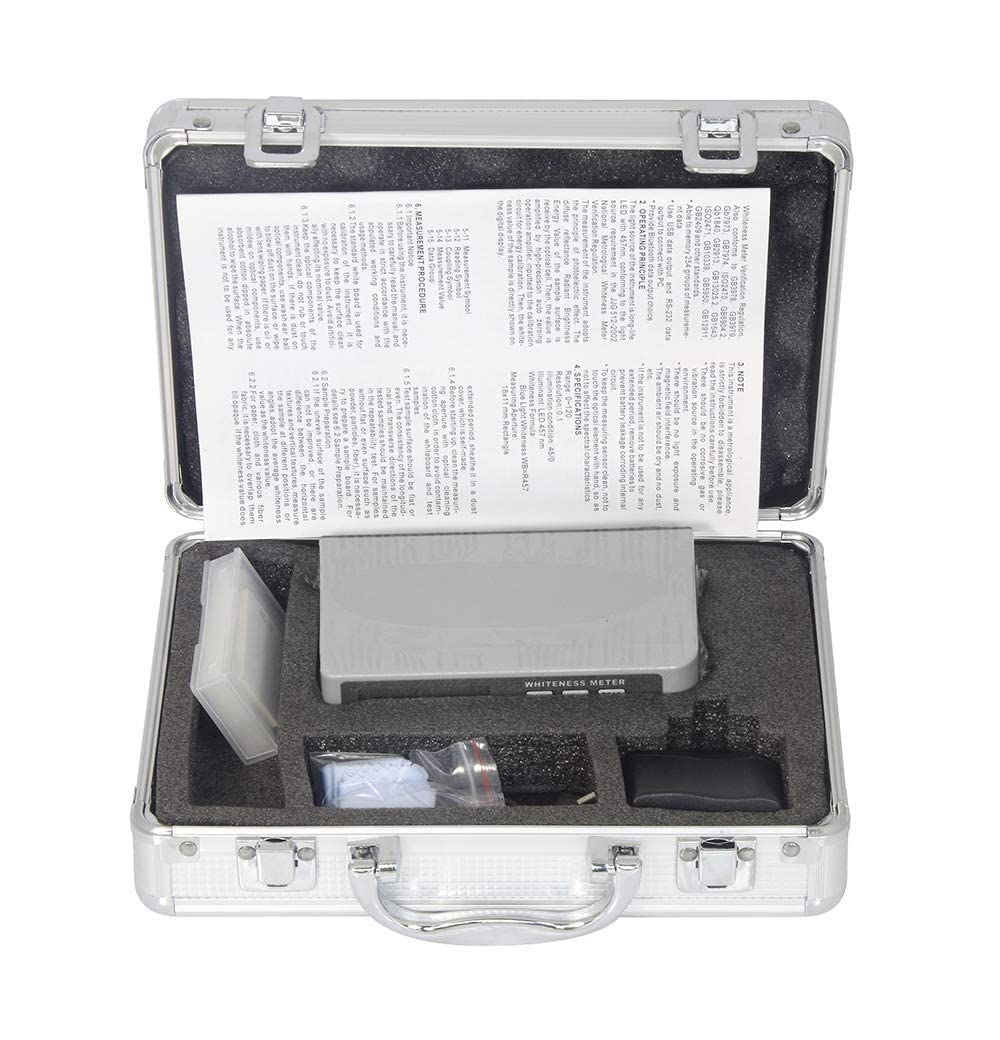 YFYIQI Digital Whiteness Meter Material Surface Whiteness Measurement Equipment Leucometer with Measuring Range 0 to 120 Resolution 0.1 Data Memory Function for White Cement Ceramics Flour Salt,Etc