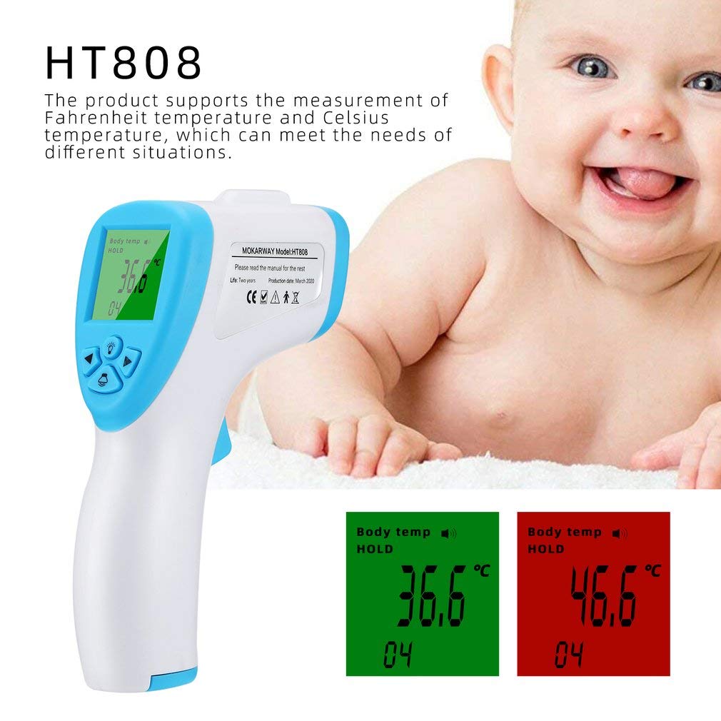 Termómetro frontal, termómetro infrarrojo Febra, con pantalla LCD, termómetro digital, lecturas instantáneas precisas, certificación CE y FDA, para bebés, niños, adultos, leches y objetos