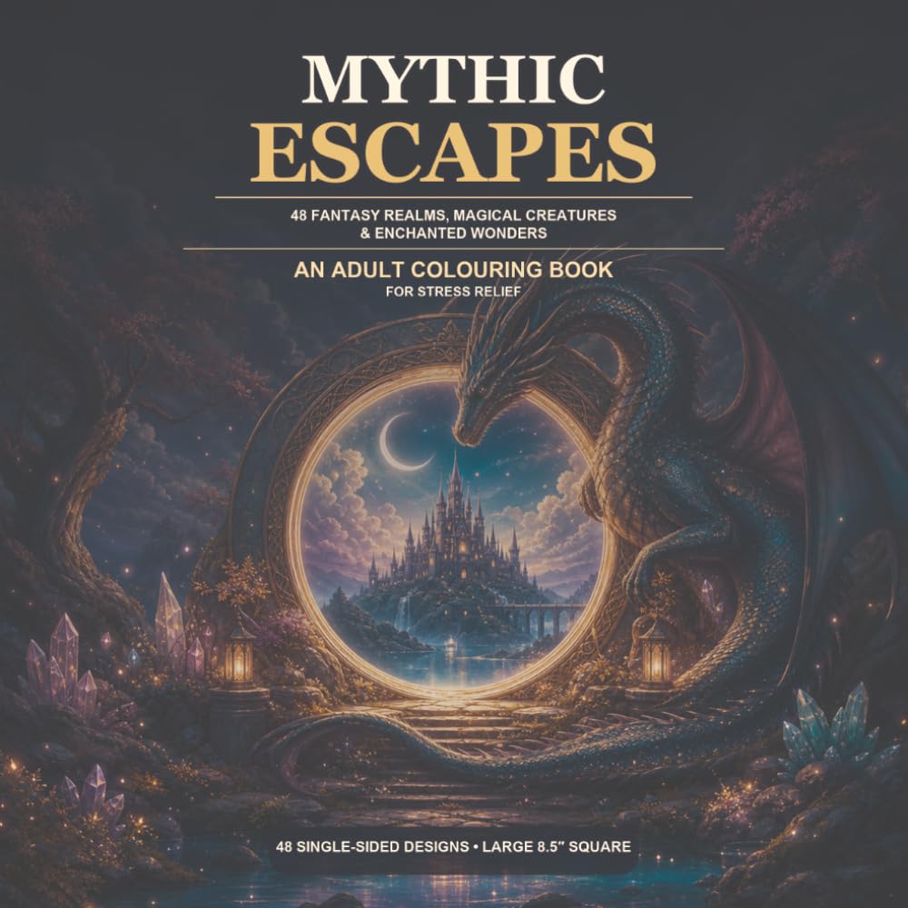 Mythic Escapes: 48 Fantasy Realms, Magical Creatures & Enchanted Wonders: An Adult Colouring Book for Stress Relief