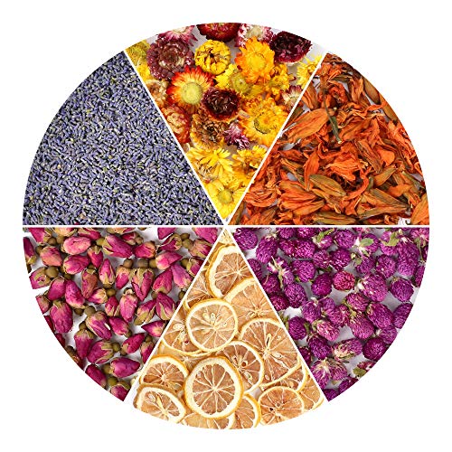 HAIOPS Dried Flowers Soap Making Scents Kits Rosebuds, Lavender, Lemon Slice, Lily, Gomphrena Globosa