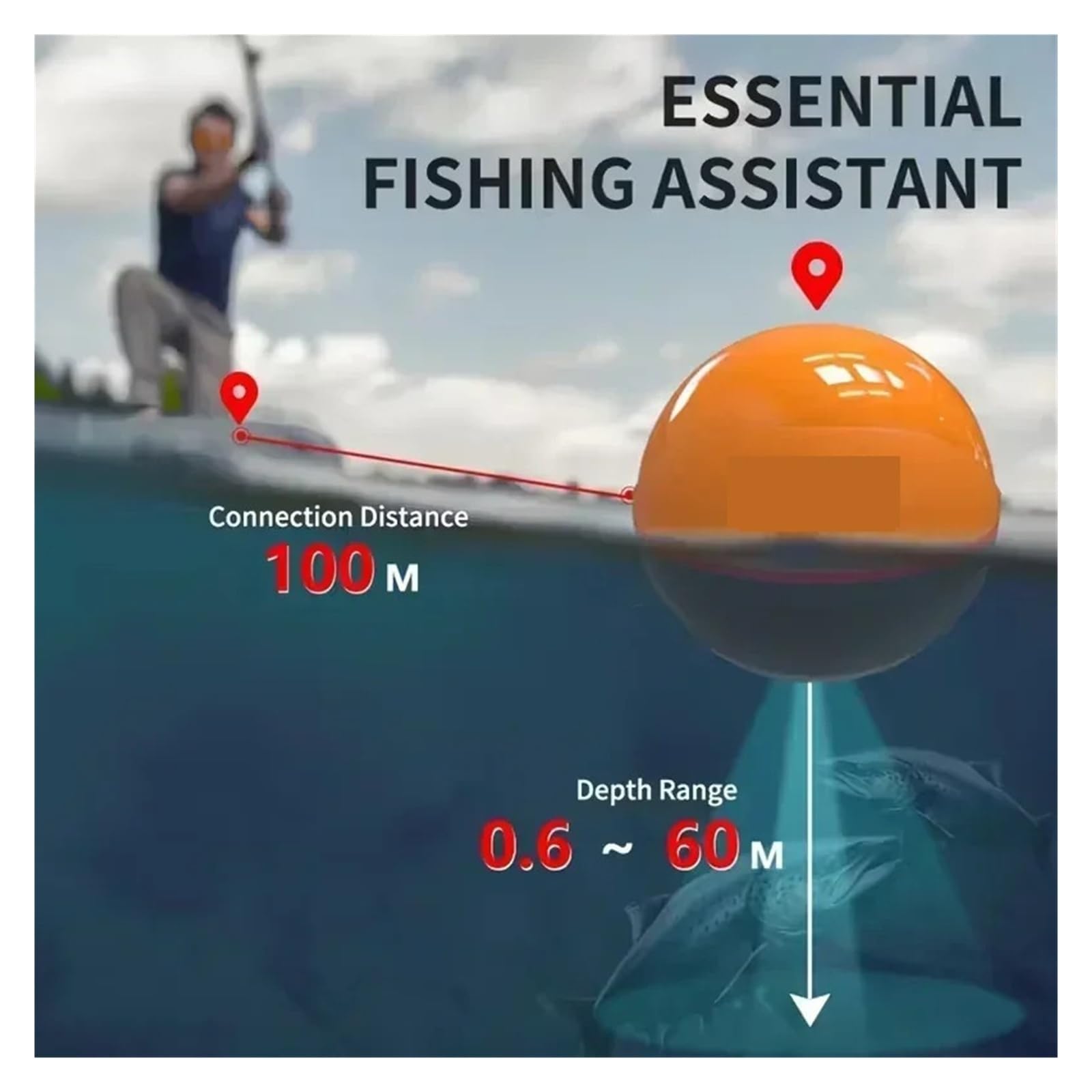 WIFI Fish Finder 100M Ecoscandaglio da pesca wireless Rilevatore ecoscandaglio,Alta definizione