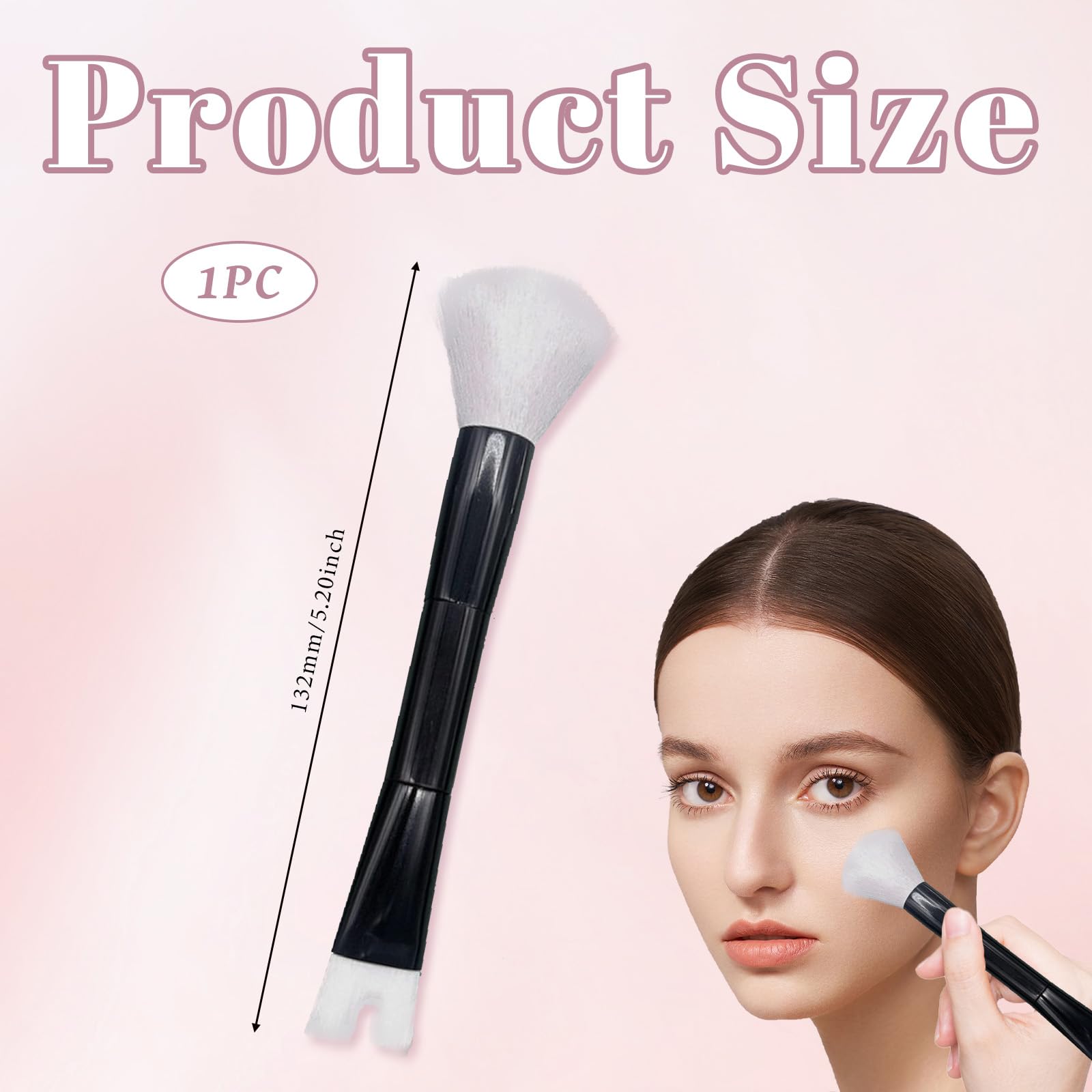 1Pcs U-Shaped Dual-End Nose Contour Brush, Pro Contour Duo Brush, Black and White