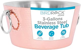 BIRDROCK HOME 3 Gallon Double Wall Stainless Steel Beverage Tub, Copper