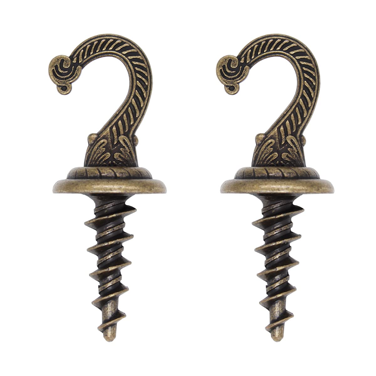 Swag Ceiling Hooks Wall Hook Heavy Duty Swag Hook Driller Hook Indoor Outdoor for Hanging Plants Chandelier etc. (2, Antique Brass)
