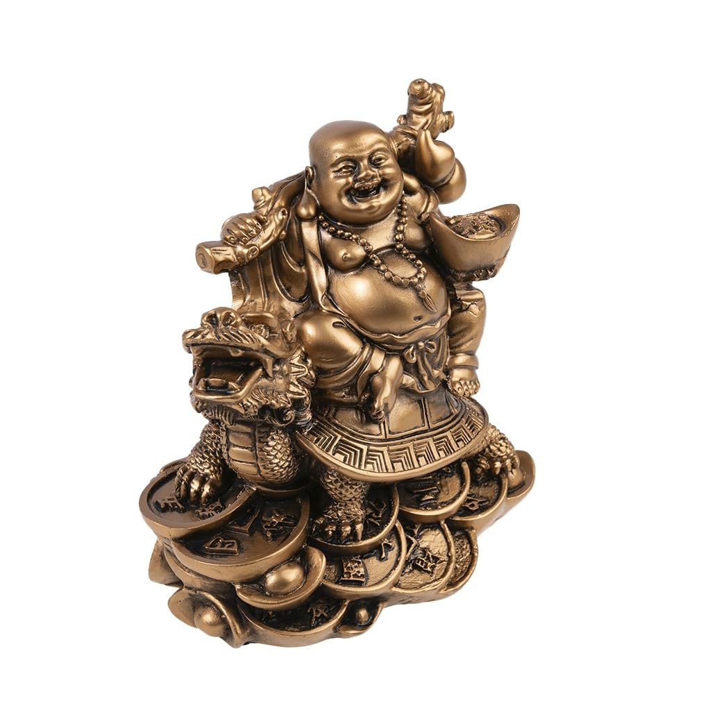 Lachineuse Uśmiechnięta figurka Buddy, kolor złoty, 12 x 10 x 12 cm