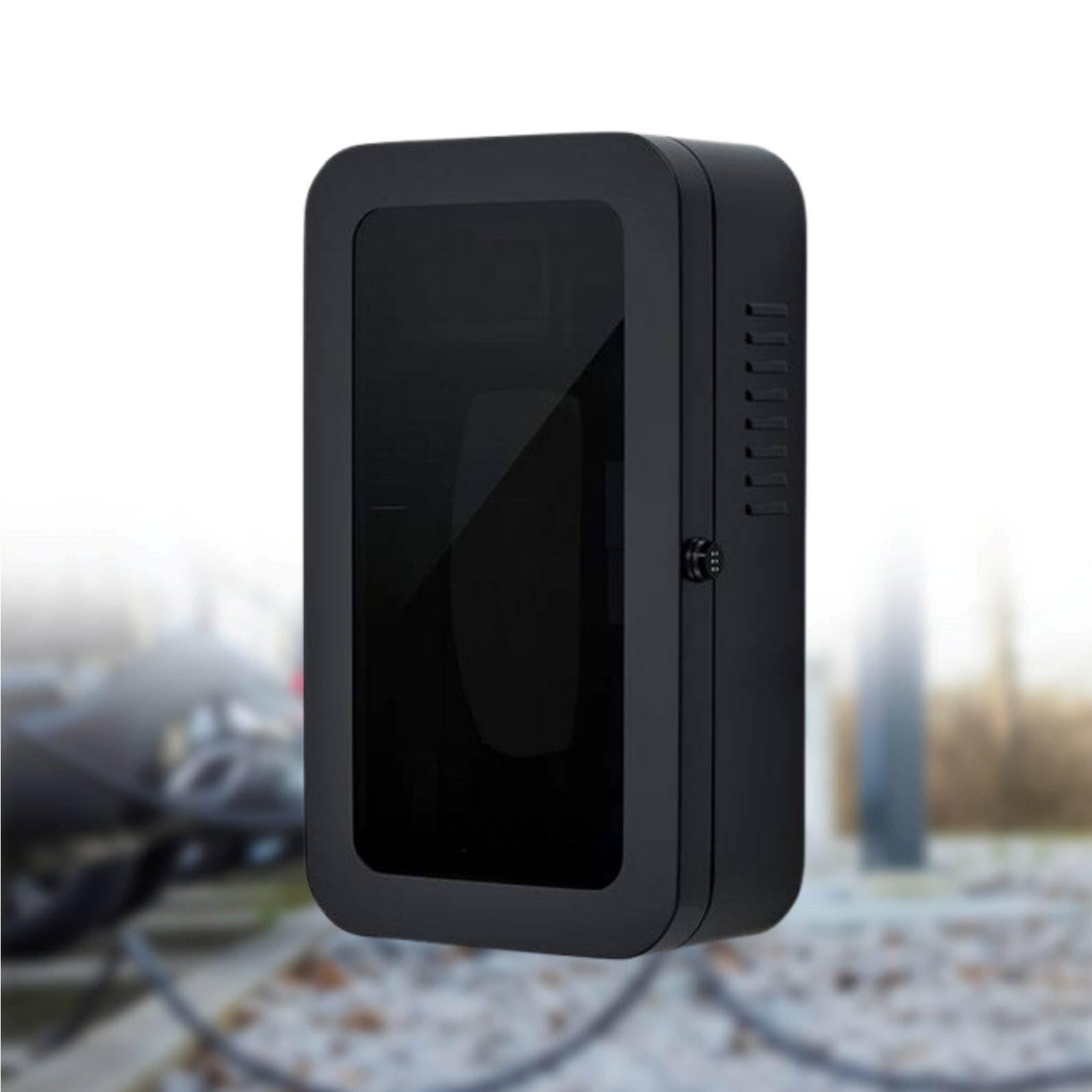 MhWrughts Tesla Charger Protection Box with Mechanical Combination Lock, Visible Weatherproof Charging Enclosure for Outdoor Wall Mount Garage Installation Black-PasswordA