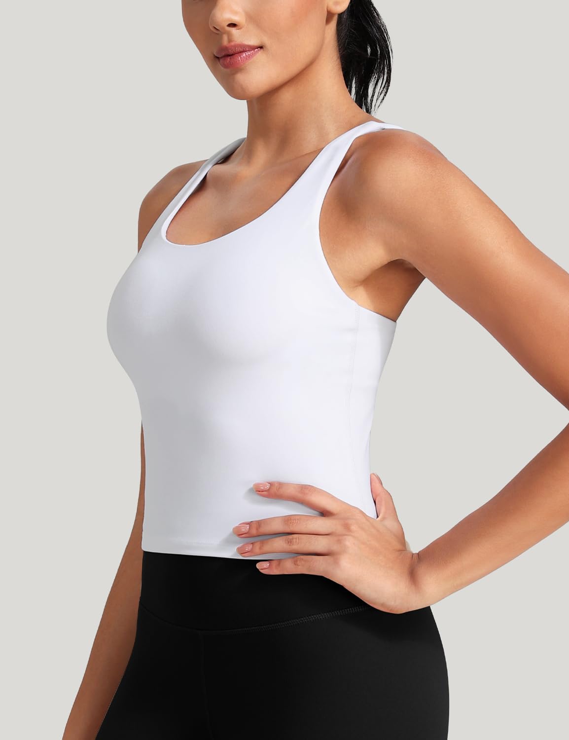 HeyNuts Longline Zeal Bras Medium Impact Wirefree Sports Bras Workout Crop Tank Tops with Removable Pads, A-D Cups - Image 2