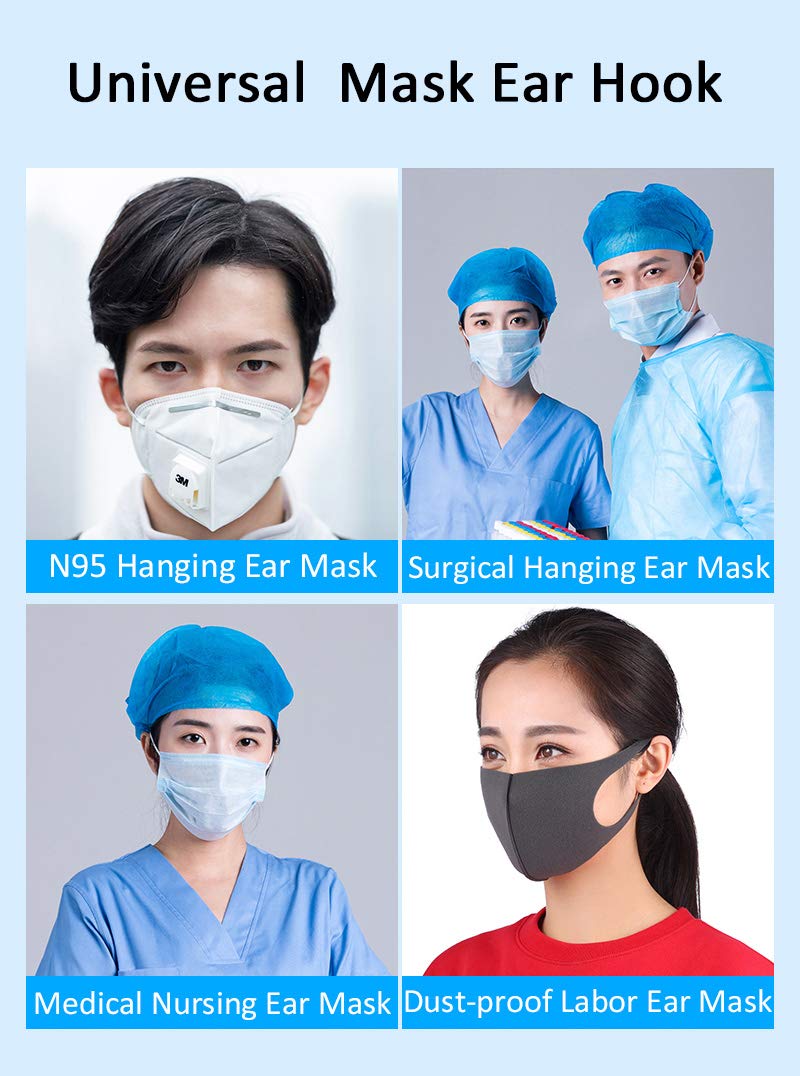 4 Pieces Mask Ear Hook, Adjustable Comfortable Anti-slip Mask Extension Buckle, 4 Colors Silicone Face Protection Hook for Adults and Kids