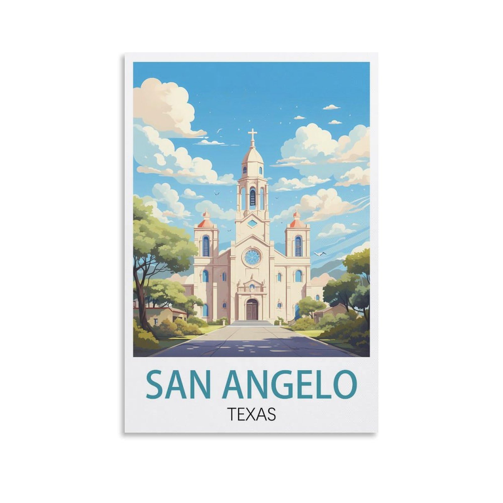 EZMLFA 5D Diamond Art Kits for Beginner,San Angelo Texas Kits for Adults and Kids, Full Drill Round Rhinestone Paint with Diamonds,DIY 5D Diamond Art 50x60cm