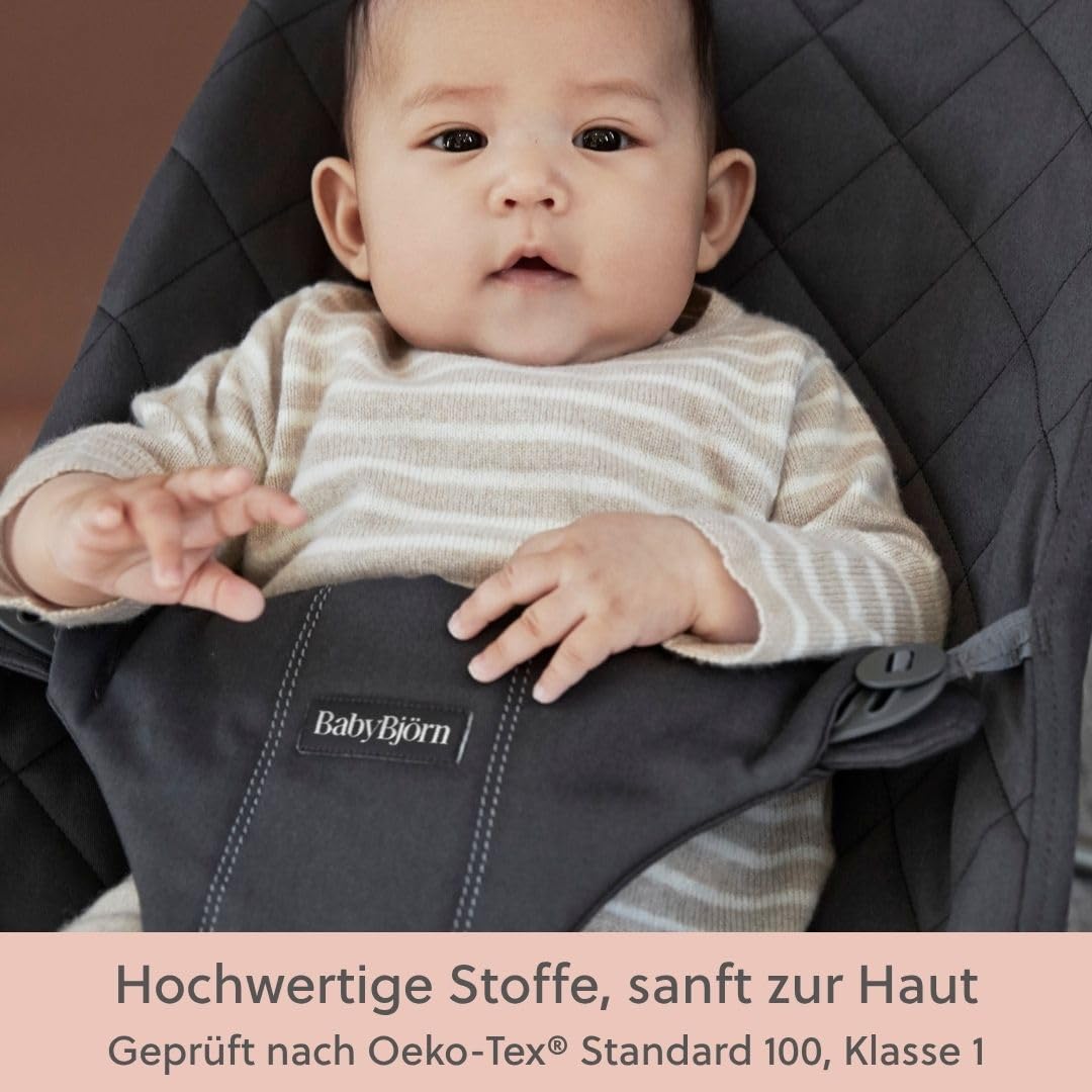 BabyBjörn Babywippe Bliss, Gewebt, Klassische Steppung, Anthrazitgrau
