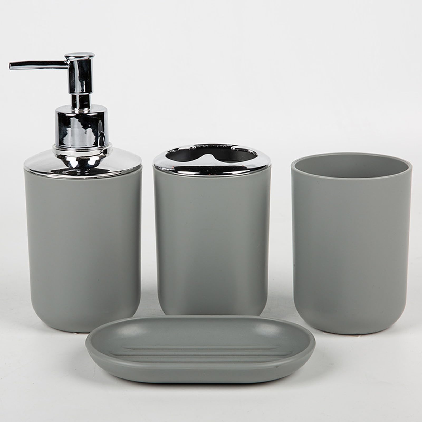Juego de 4 organizadores de baño para cepillo de dientes, bandeja dispensadora de jabón, moderno, accesorios de baño, encimera