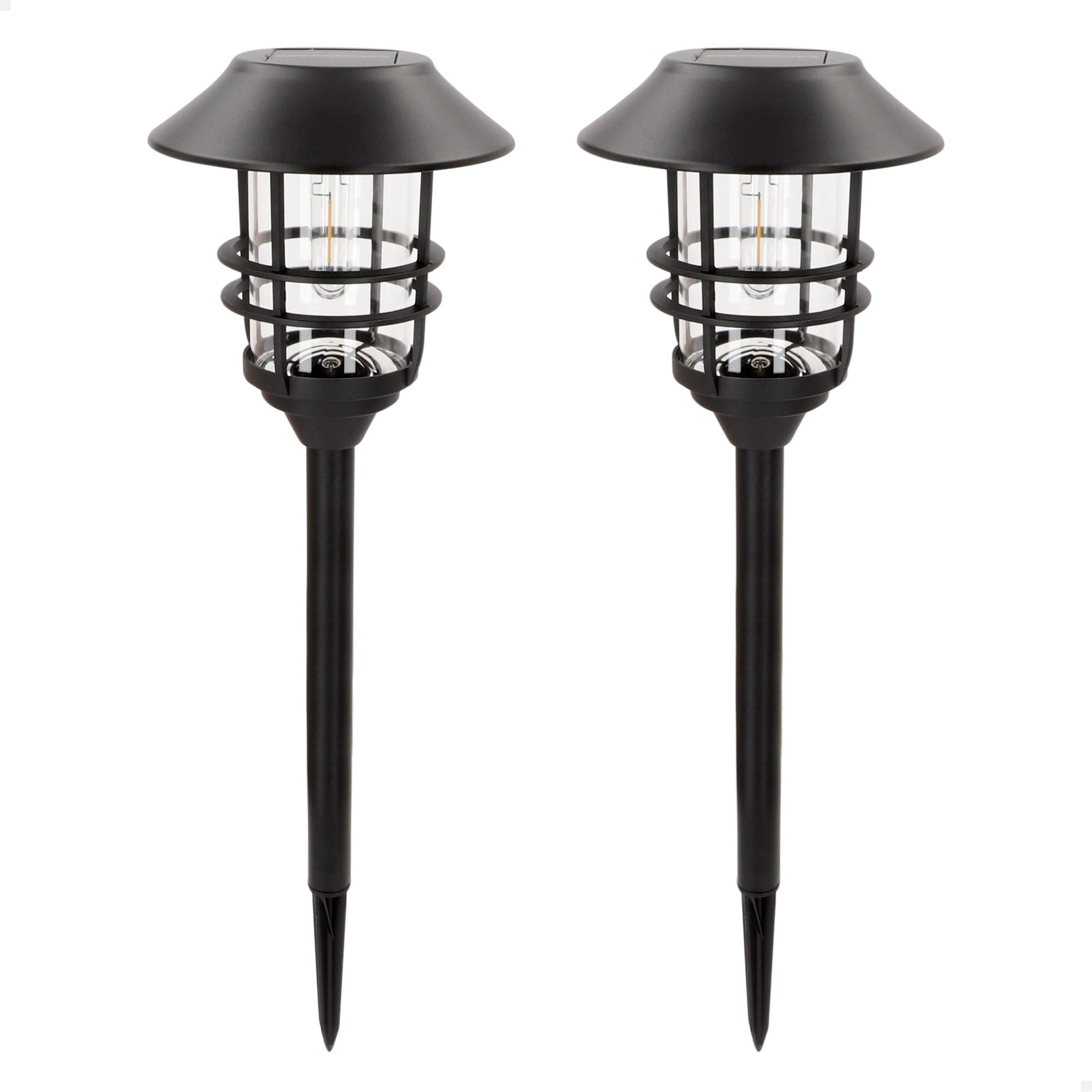 AKTIVE Set of 2 Solar LED Beacons, Warm Light, 6 Lumens, 1 LED per Beacon, Autonomy 8h, Range 1 m, Resistance IP44, Wireless Installation, On/Off Button, for Garden, Terraces and Paths (61577)