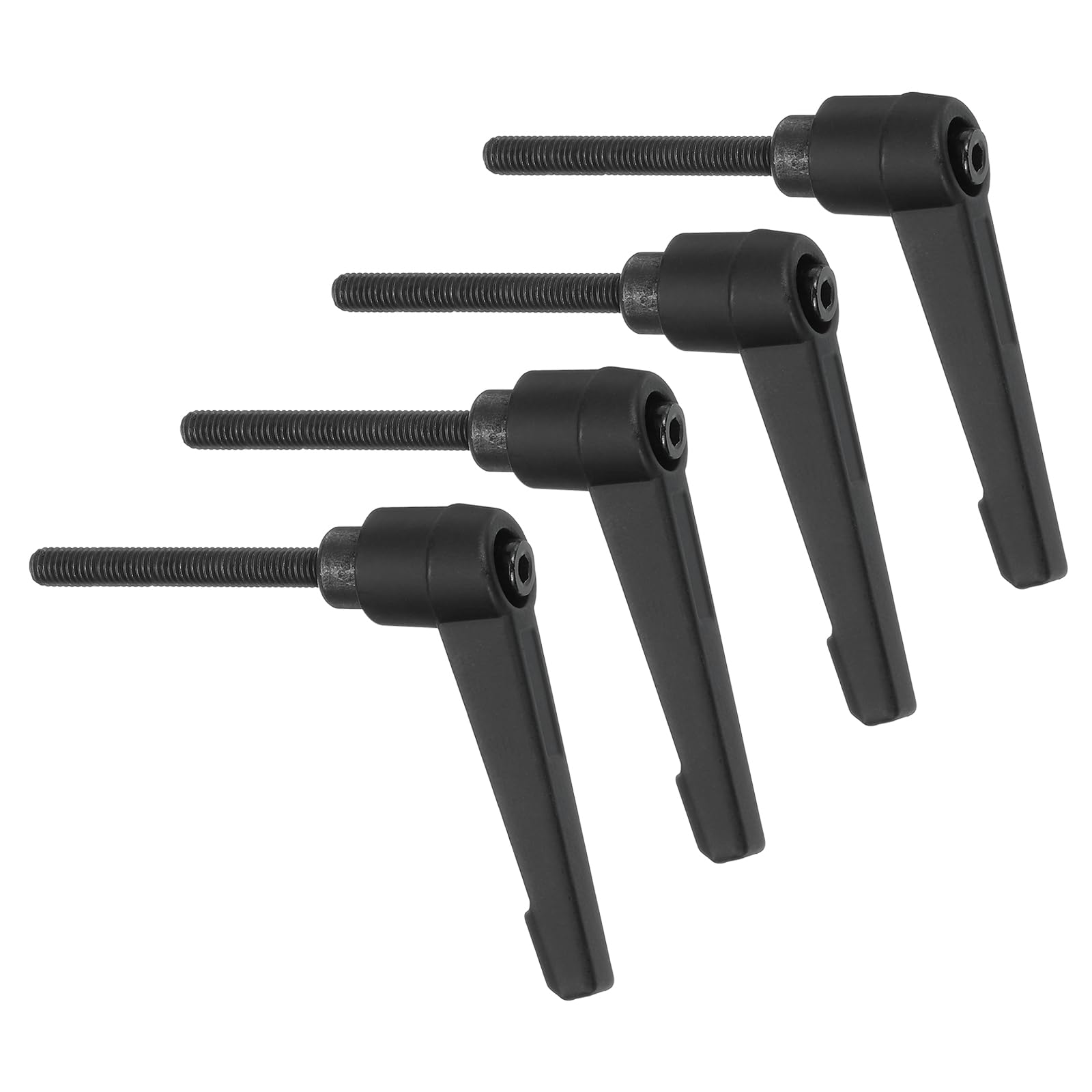 uxcell 4Pcs M5 x 40mm Adjustable Knobs Handle Male Thread Push Button Ratchet Quick Release Locking Rotating Bolt for Lathe Machinery, Black