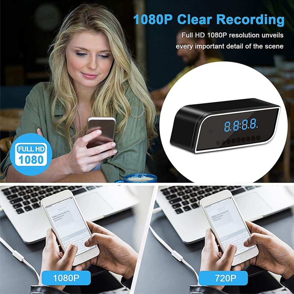 Reloj de cámaras ocultas inalámbricas, MI-NI cámara espía de 1080p Portátil WiFi Niñera CAM con visión nocturna y detección de movimiento, cámara de vigilancia de seguridad Compatible with cámara inte