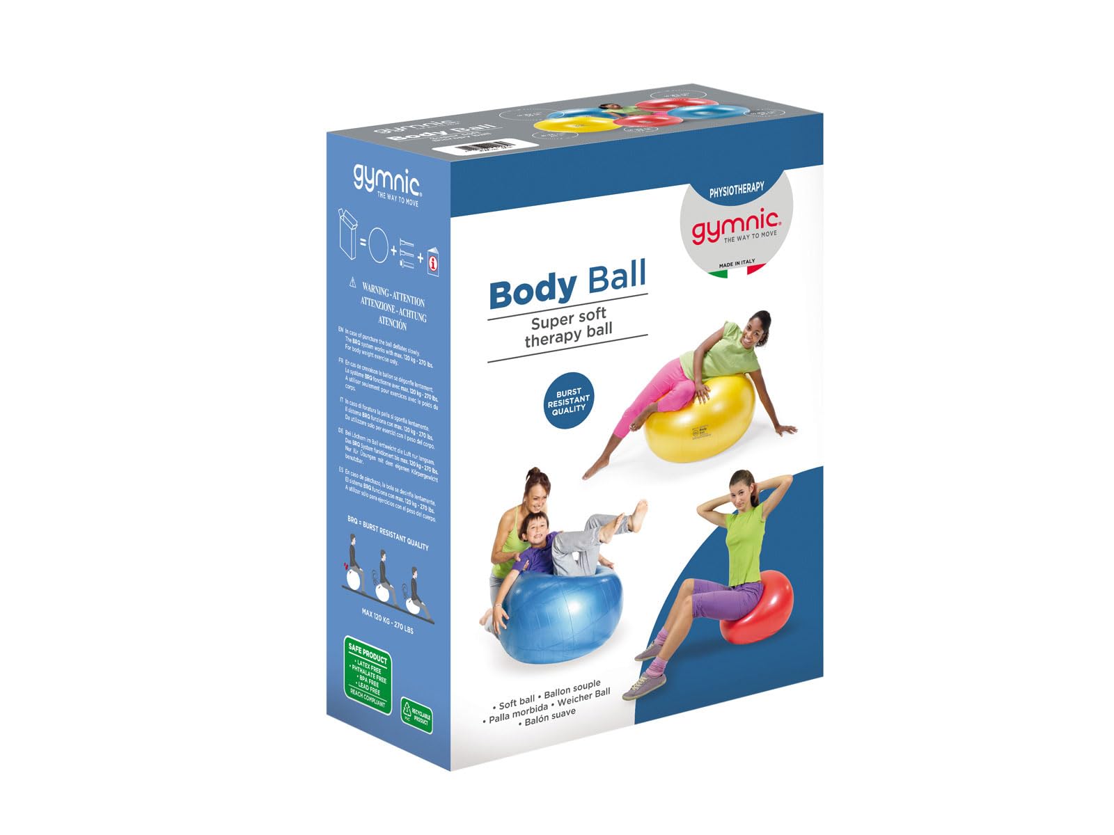 GYMNIC Body Ball Palla per Fisioterapia e allenamento ad alta elasticità e sicurezza, resistente fino a 120 kg, ideale per equilibrio, motricità e riabilitazione