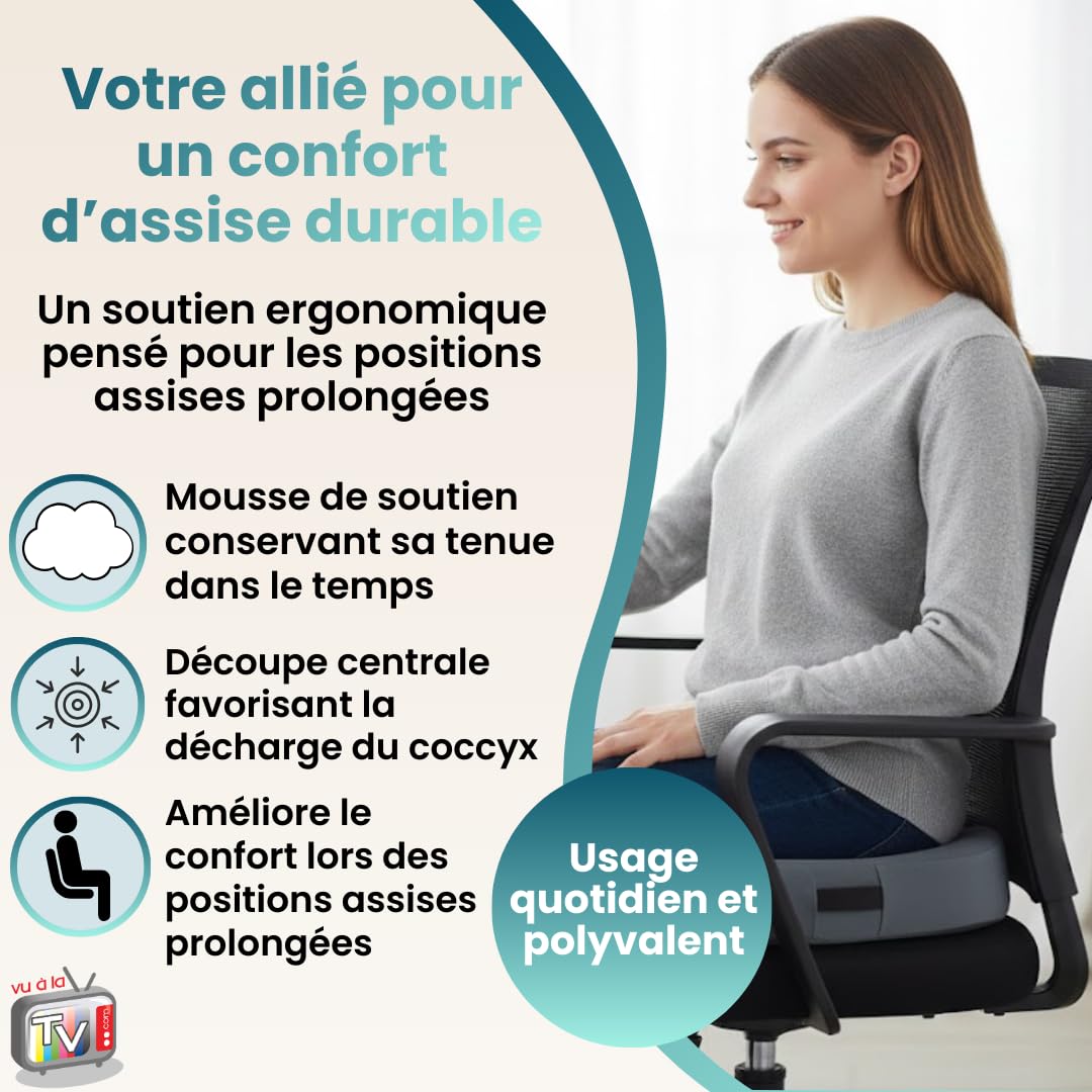 Coussin Ergonomique 45x36 cm avec Découpe Ingénieuse, Mousse Haute Densité, Housse en Viscose de Bambou très Doux au Toucher avec Picots antidérapants et poignée intégrée