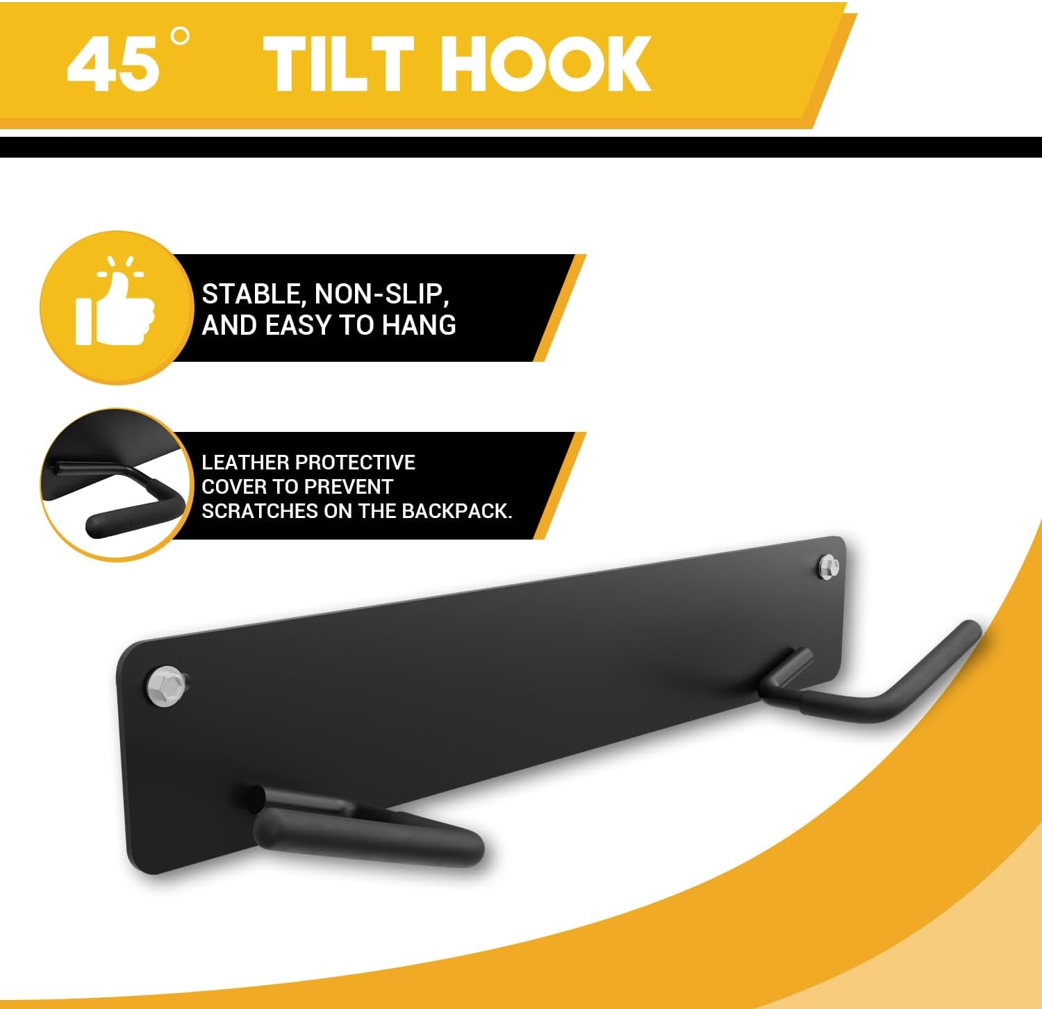 Golf Bag Wall Mount for Garage, with Anti-Slip Hooks, Wall Mount Golf Bag Holder, Space Saving Heavy-Duty Wall Mount Organizer for Golf Bags & Accessories, 2 Pack