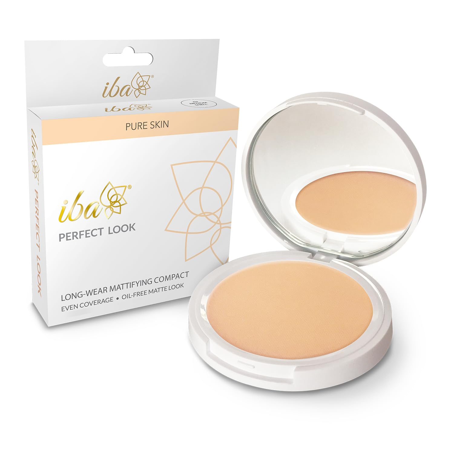 Iba Perfect Look Long Wear Mattifying Compact, 02 Medium Shell, 9g