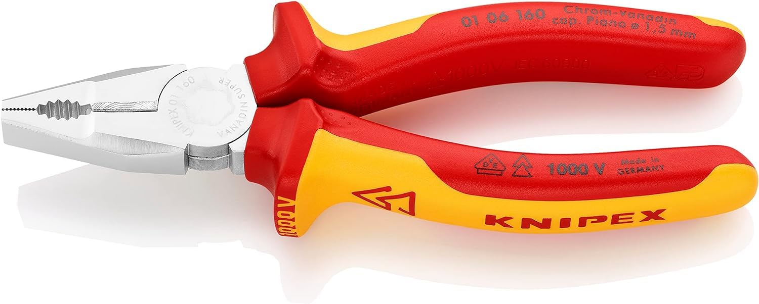 KNIPEX chromowany z wielokomponentowymi osłonkami, izolowane wg VDE 160 mm, 01 06 160