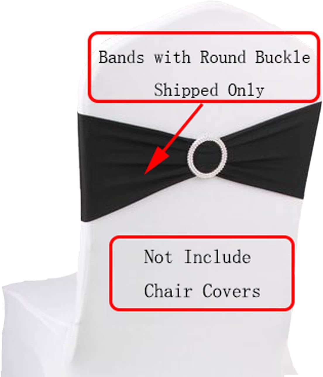100PCS Wedding Chair Decorations Stretch Chair Bows and Sashes for Party Ceremony Reception Banquet Spandex Chair Covers slipcovers(100PCS, Black)