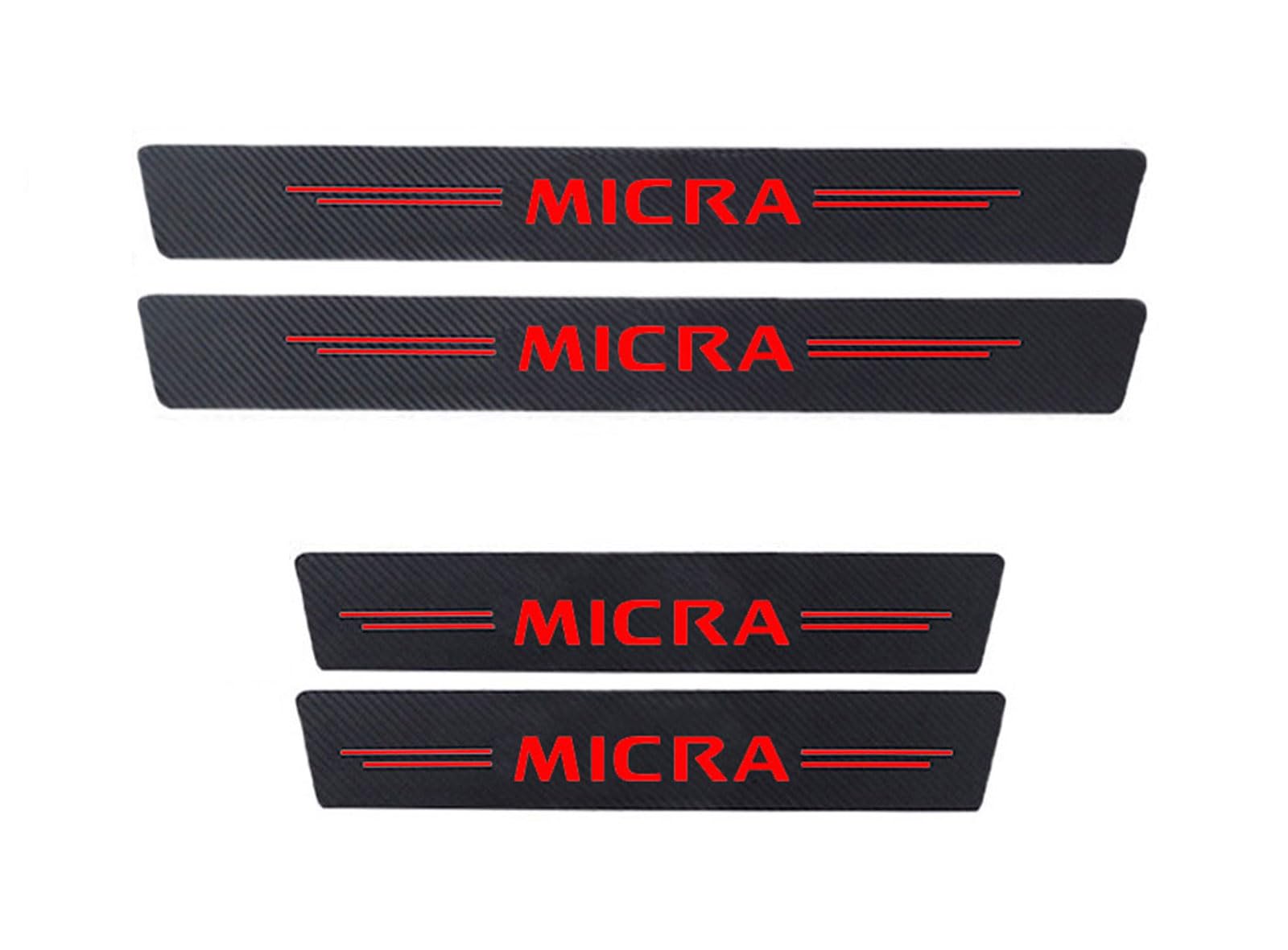 RIDGOEL 4PCS Car Door Sill Protective Accessories for Nissan Micra, Carbon Fiber Car Kick Plates Automobile Threshold Decorative Strips, Auto Door Steps Scuff Plate Cover Red