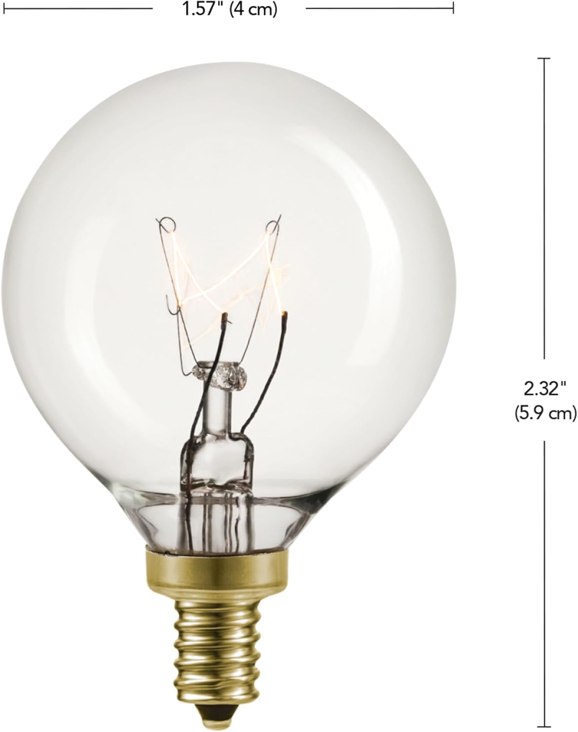 Globe Electric 80261 5W Vintage Edison Mini Dimmable Incandescent Light Bulb 20-Pack, E12 Base, 20 Lumens, Warm White 2200 Kelvin, G12 Shape, Candelabra Base, String Light Bulb