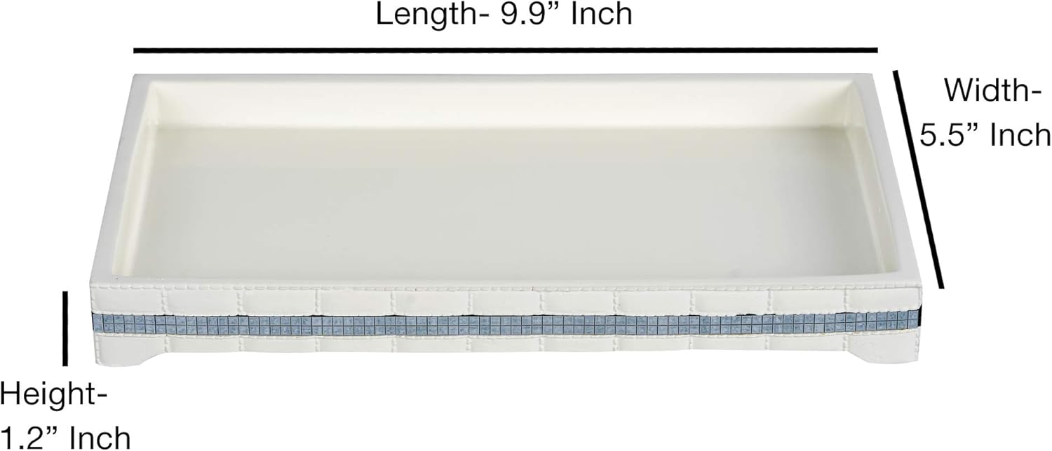 nu steel White Giraffe Bath Accessory Set for Vanity Countertops 8 Piece Includes Cotton Container, Dish,Toothbrush, Tumbler,soap Lotion,Waste Basket,Tissue Box Holder,Tray-Resin