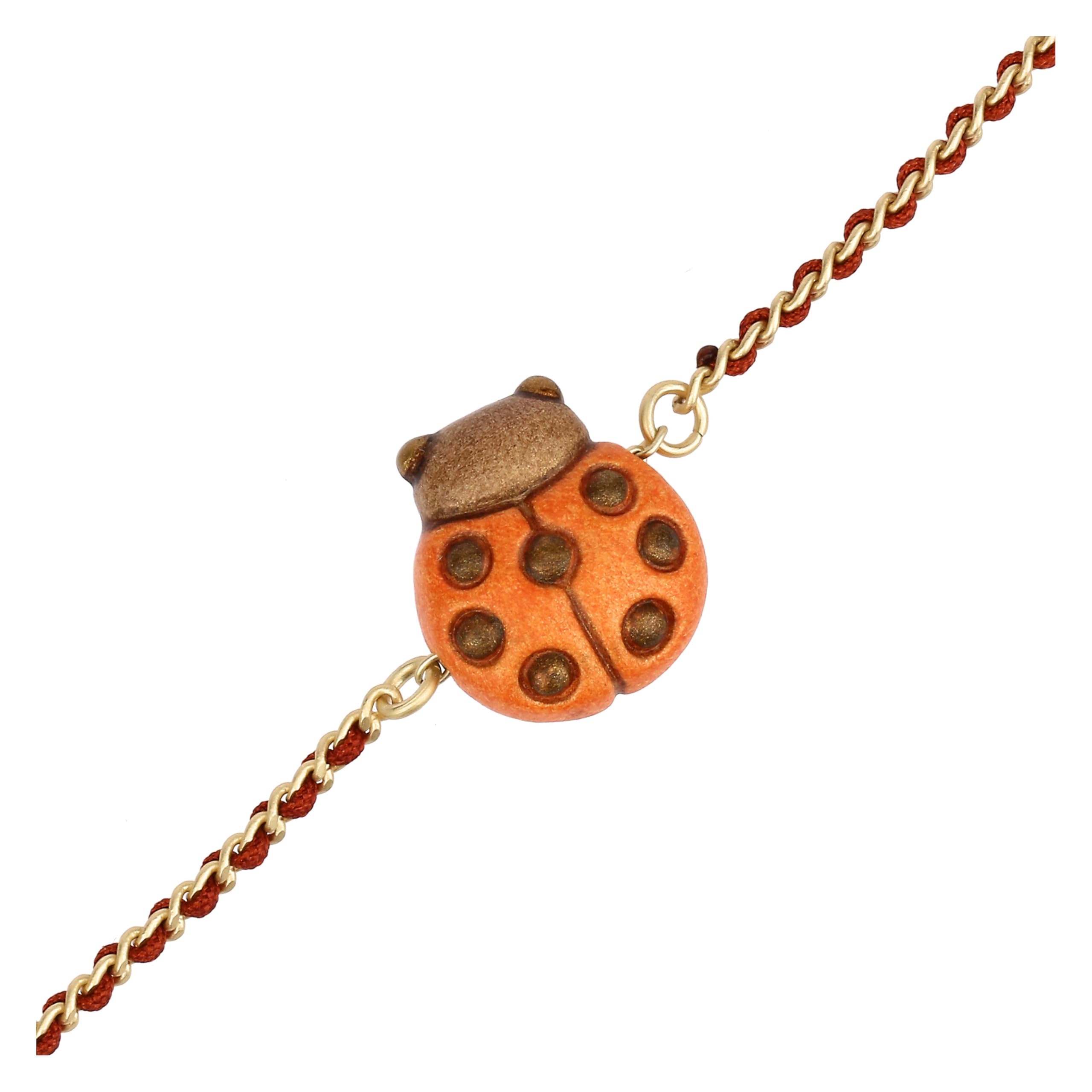 Bracciale catena e tessuto con coccinella
