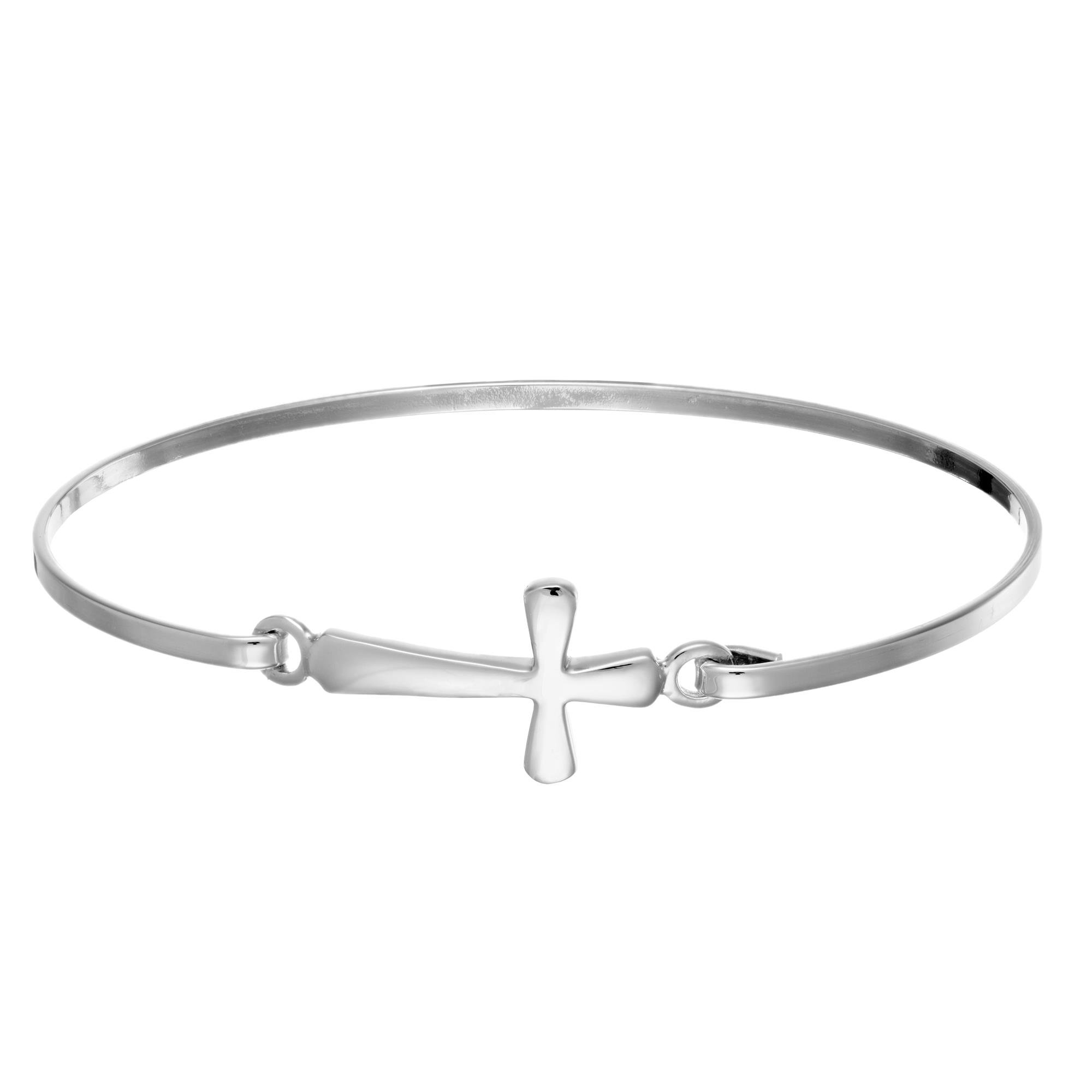Silverly 925 Sterling Silver Medieval Cross Bangle With Hook