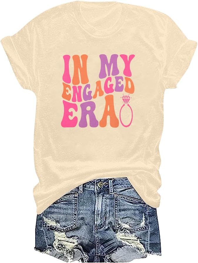 Women Bride Shirt in My Engaged Shirts Engagement Tee Fiance Tshirt Groovy Bride Bachelorette Tee Bridal Shower Tops - Image 9