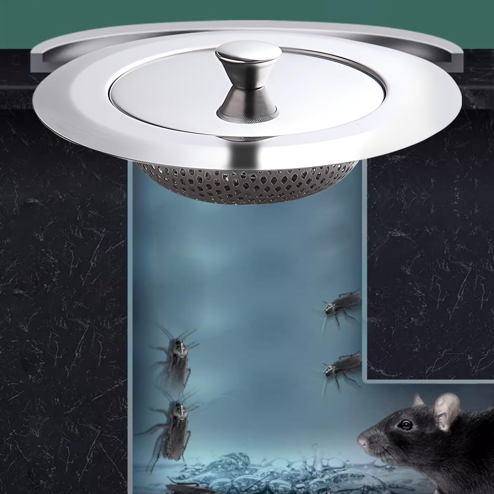 Filtri Lavandino Cucina 5 Pezzi - Acciaio Inox, 2 Modelli Per Scarico, Anti Intasamento