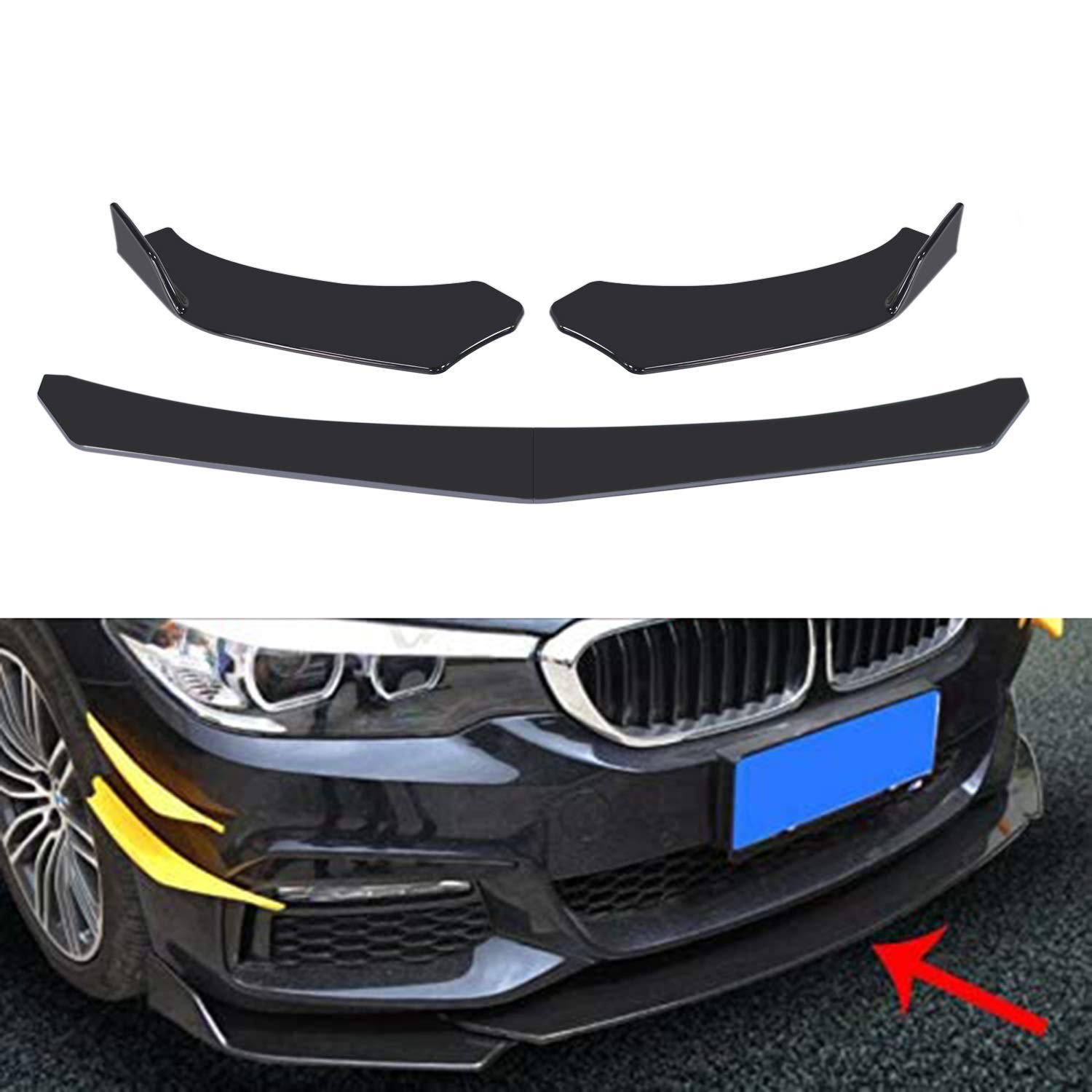 4 pezzi auto paraurti anteriore labbro kit spoiler splitter ABS paraurti canard labbro splitter universale