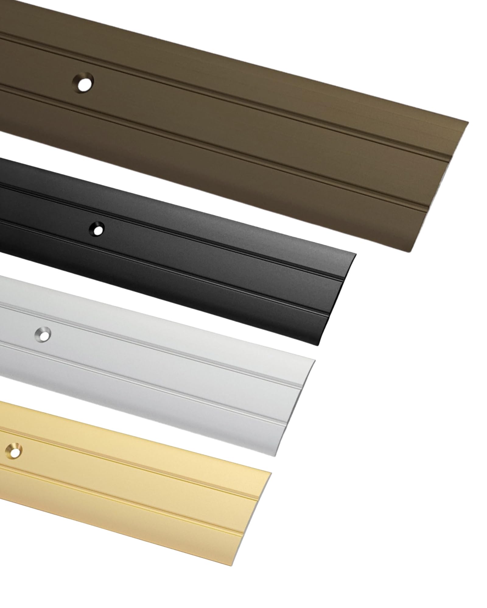 Gedotec Screw-on transition profile alu bronze 200 cm - length 2 m width 37 mm - perforated aluminium transition rail - door threshold strip - Made in Germany — image 1