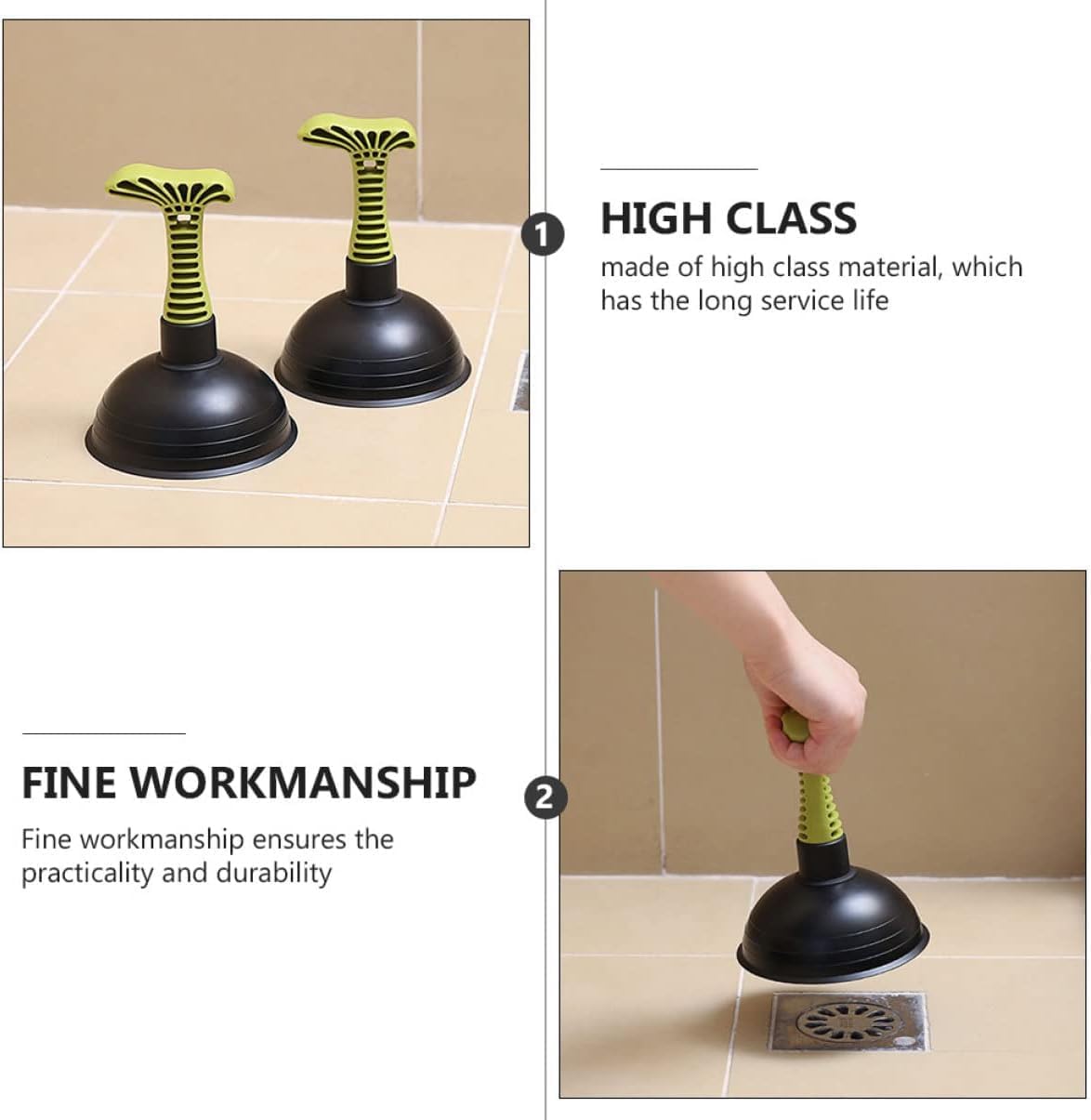 1pc Household Drain Unclogging Plunger Practical Home Plunger Kitchen Drain Plunger Plunger(Greenx2pcs,17X12.5CMx2pcs)