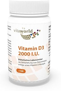 Vitamina D3 2000 I.U 100 Cápsulas Vegetales Vita World Farmacia Alemania