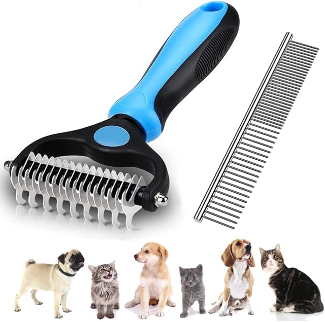 1Sets Pet Grooming Tool Cat Brush for Matted Fur Dematting Comb for Dogs and Cats Double Sided Deshedding Tool For Long Haired Cat Dog Tangles Removing
