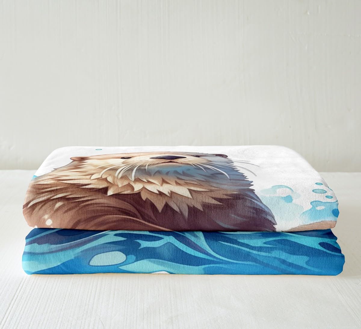 Feelyou Sea Otters Sherpa Blanket Cute Cartoon Otter Fleece Throw Blanket for Kids Boys Girls Kawaii Plush Blanket Cute Animal Fuzzy Blanket for Sofa Bed Couch,Twin 60x80 Inches