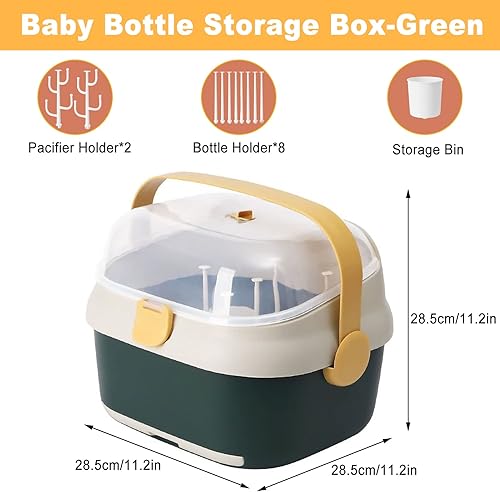 Miniatura 2 de plplaaoo Estante de almacenamiento para biberones de bebé organizador grande para biberones de enfermería con funda caja de almacenamiento para