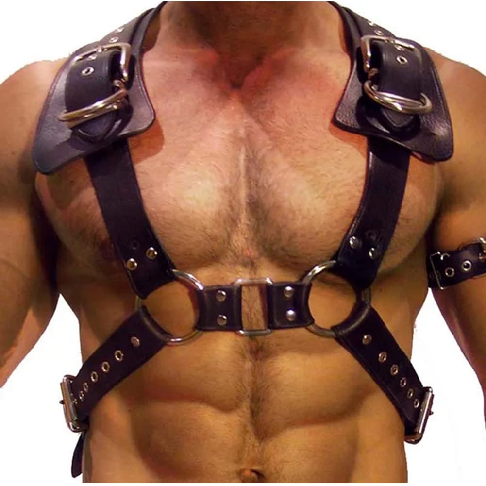 JPXJGT Man PU Leather Harness Bondage Slave Belt Male Sexy Body(Color:Black,Size:One Size)