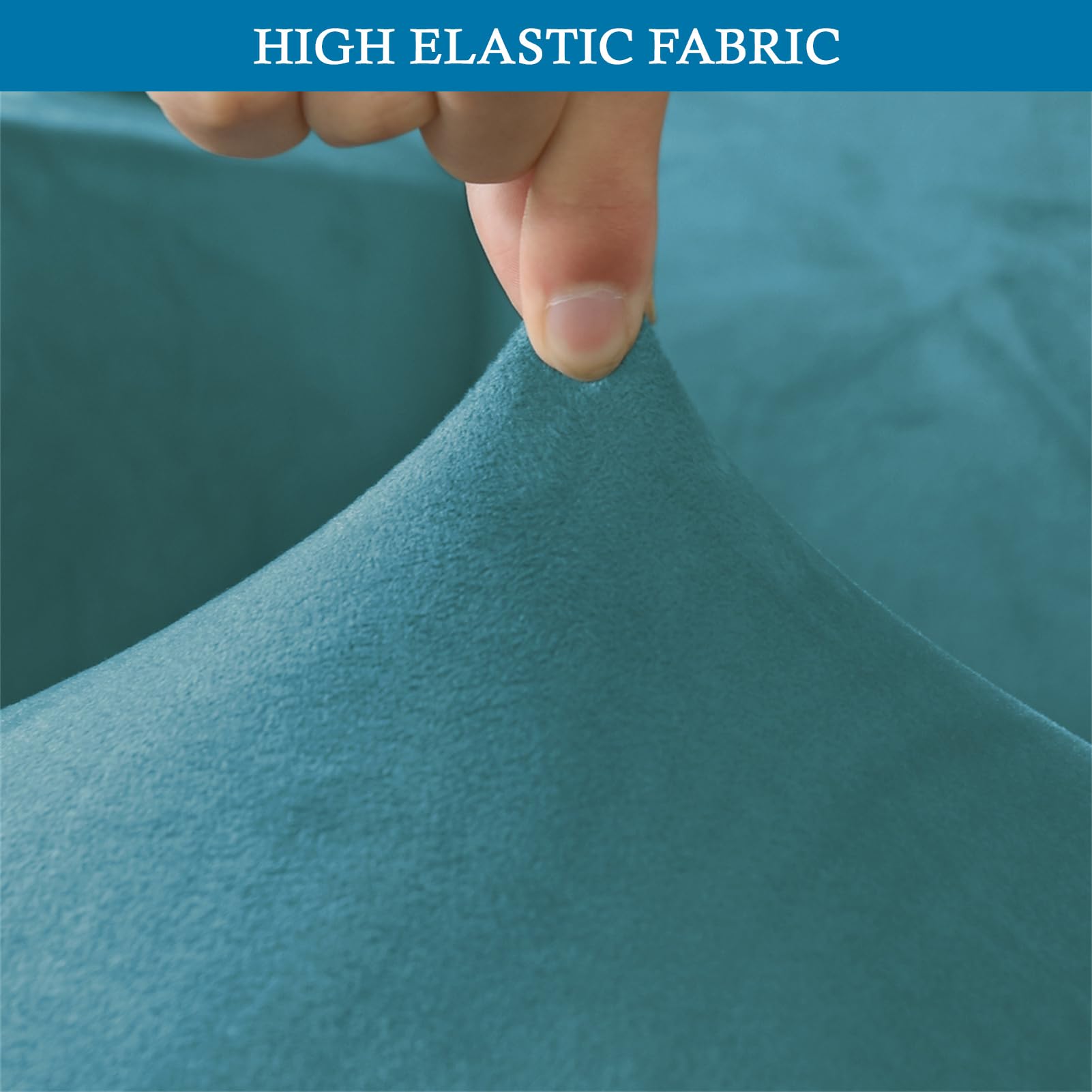 Copertura testiera Letto, Fodera per Testiera del Letto Tessuto in Velluto Elasticizzato, Protezione Elastica a Tinta Unita Morbido e Lavabile (Blu Pavone,180-200cm)