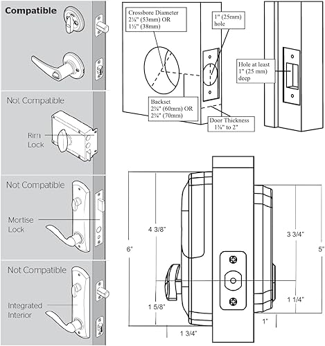 Miniatura 3 de SCYAN D1 - Cerradura de seguridad inteligente, cerrojo de seguridad con teclado de pantalla táctil, cerradura de puerta de entrada sin llave,