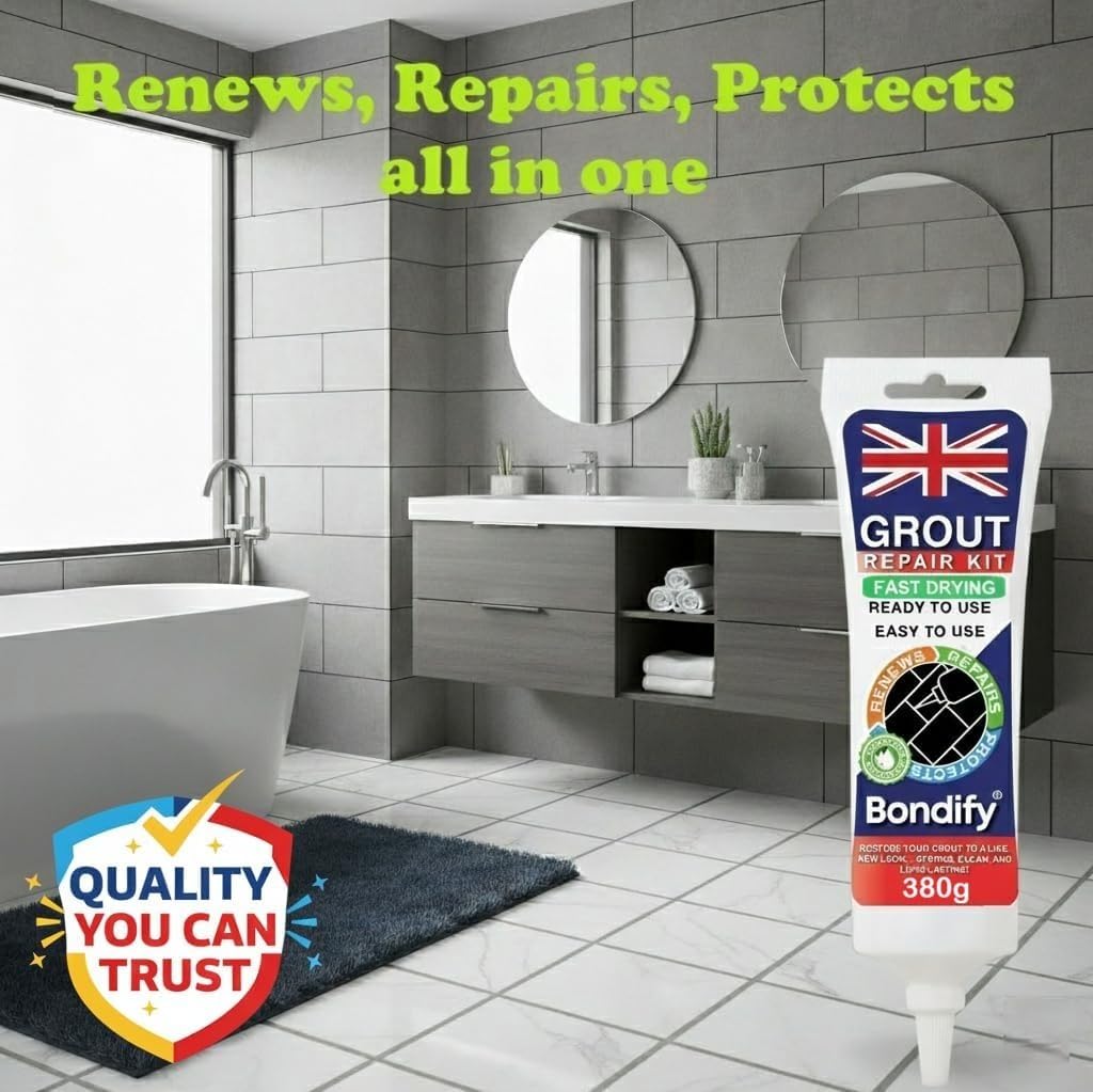 Kit Riparazione Fughe Piastrelle Crema, Asciugatura Rapida 380g ANTI-MUFFA Tubetto Stucco per Piastrelle Bagno & Doccia, Cream Grout Repair Kit, Stucco per Fughe Pavimento Sigillante per Malta