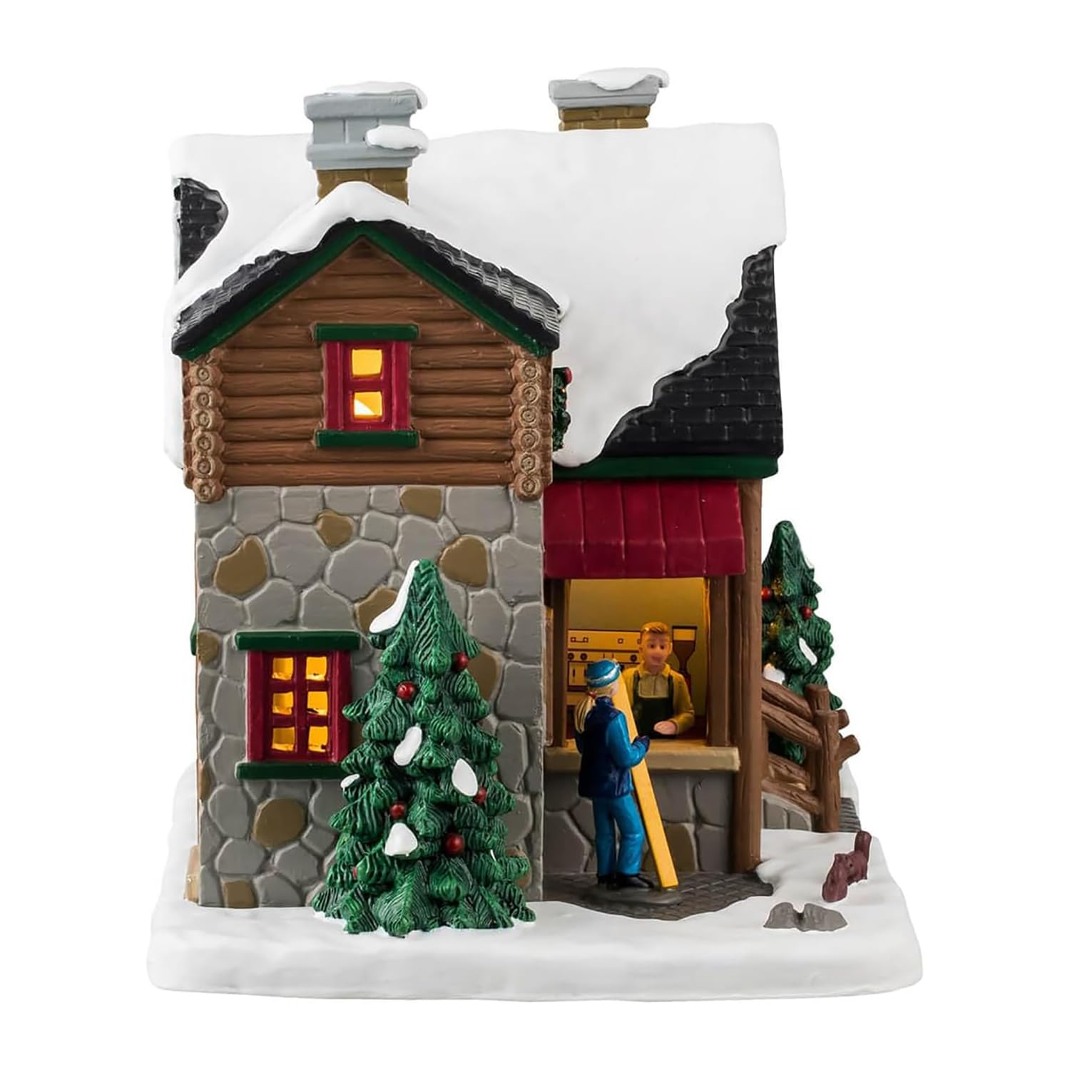 LEMAX Edificio illuminato led "Winter's Haven Café" in porcellana H15 x 17,1 x 13,6 cm