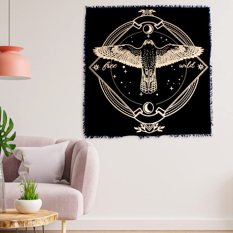 OCTAZI Altar Table Cloth Tarot Cards Bandana Tablecloth Wiccan Altar Tools Napkins Witchcraft Supplies Square Witch Pagan Spiritual Celestial Deck Witchy Spell Cotton Sacred Alter Cloth With Fringes - Image 2