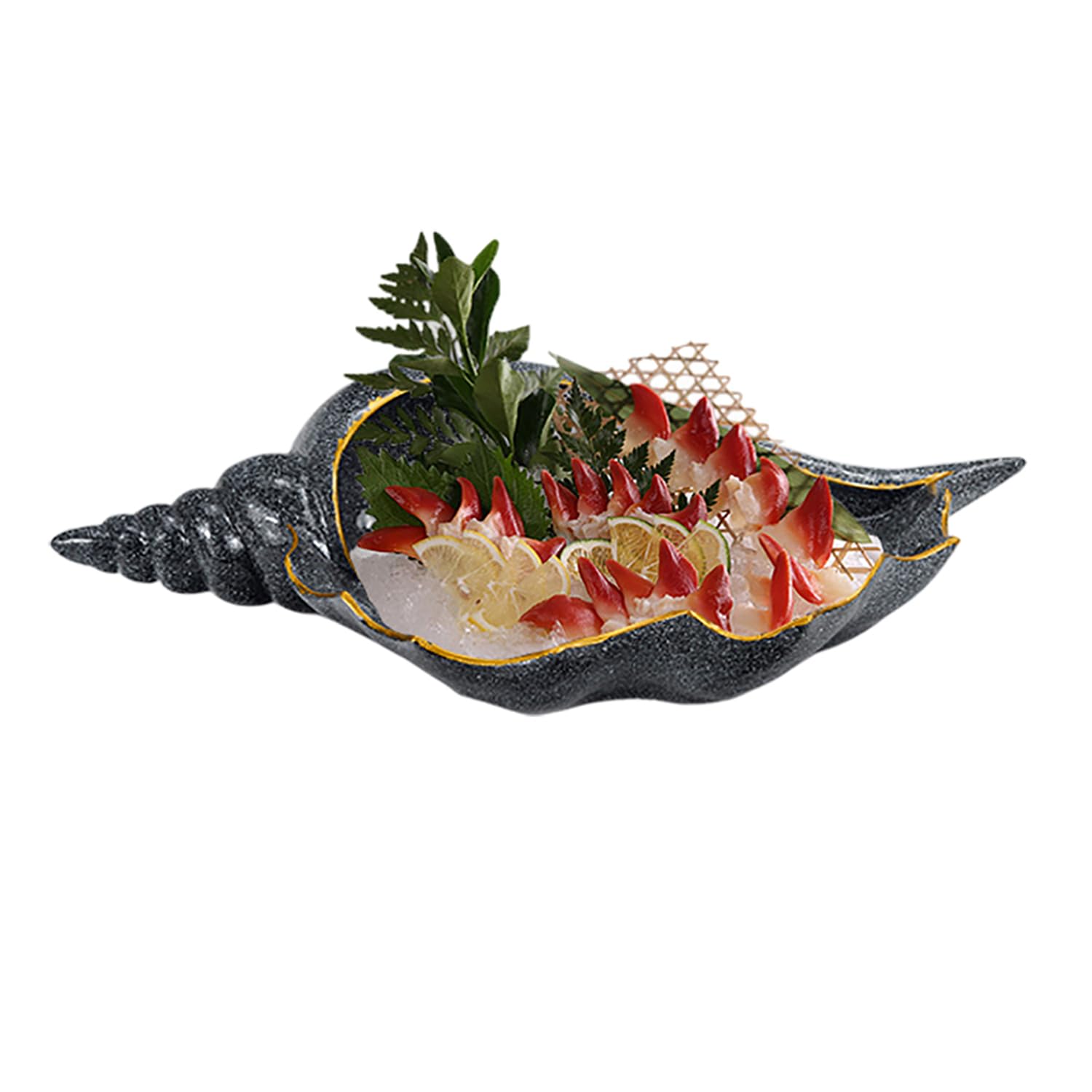 Plato de Sashimi de Resina de caracola para mariscos | Construcción comercial resistente a caídas, bordes lisos y pulidos.