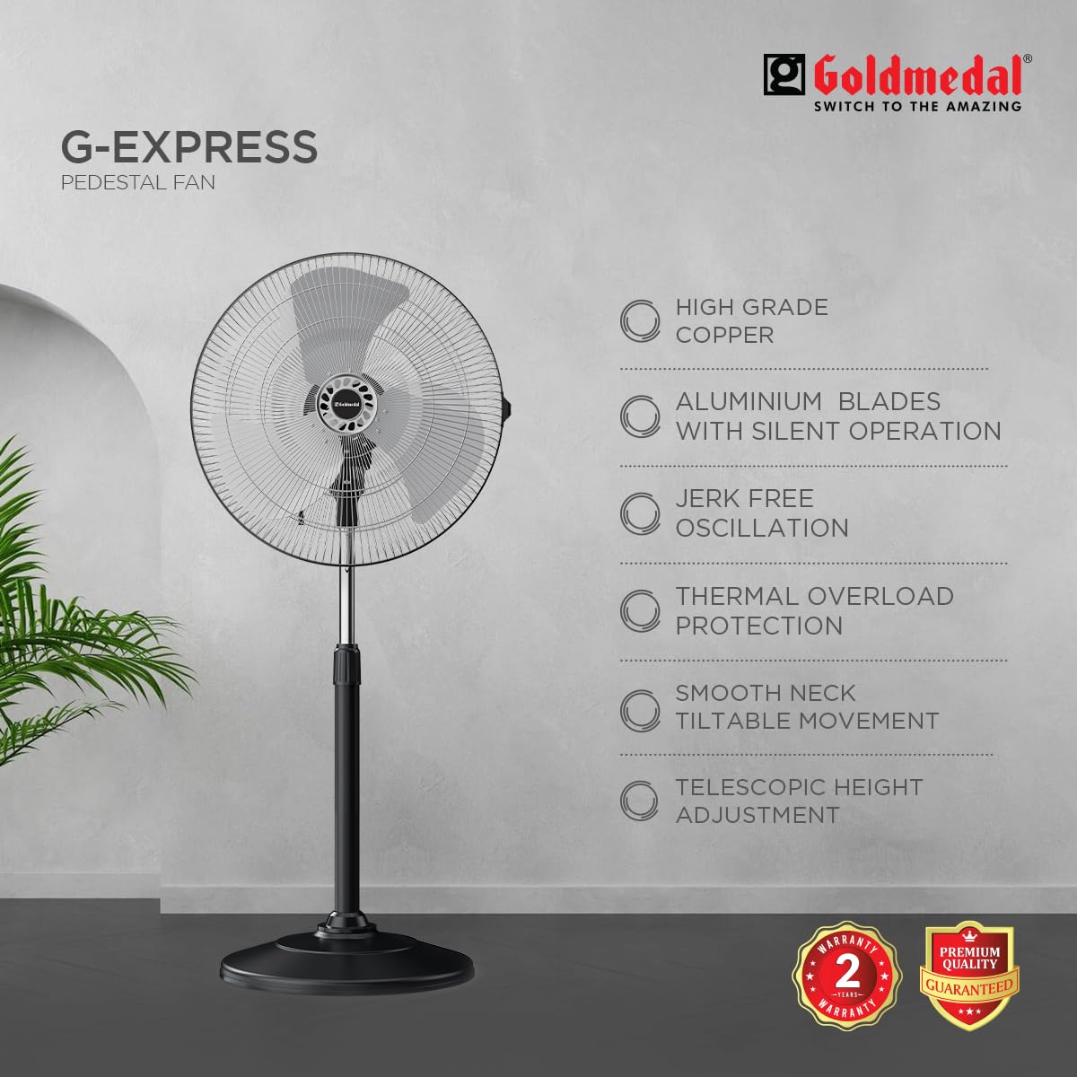 Goldmedal G-Express Pedestal Fan - Powerful & Quiet -4