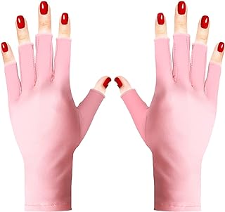 Pimoys Anti UV Gloves for Nail Lamp Light Manicure Gloves UPF50+ UV Protection Gloves Fingerless for Gel Nail Lamp Hand UV Protection Gloves