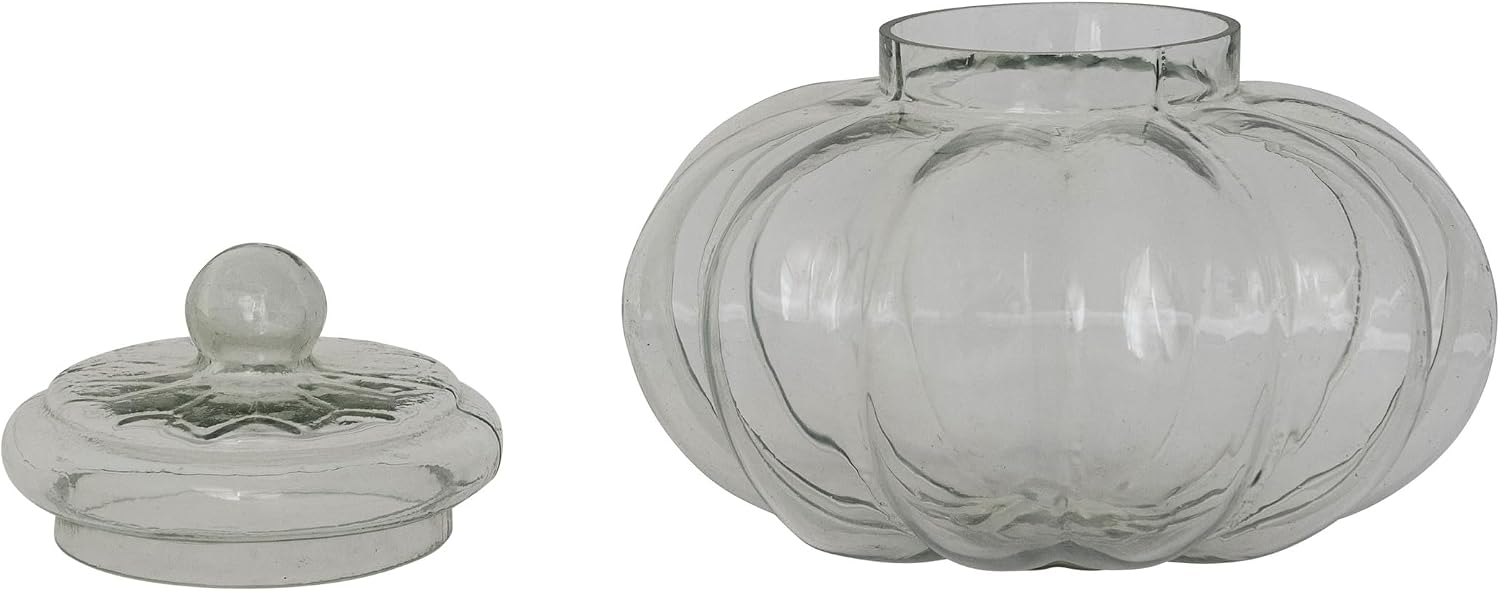 Creative Co-Op Large Ribbed Glass Jar with Lid, Clear