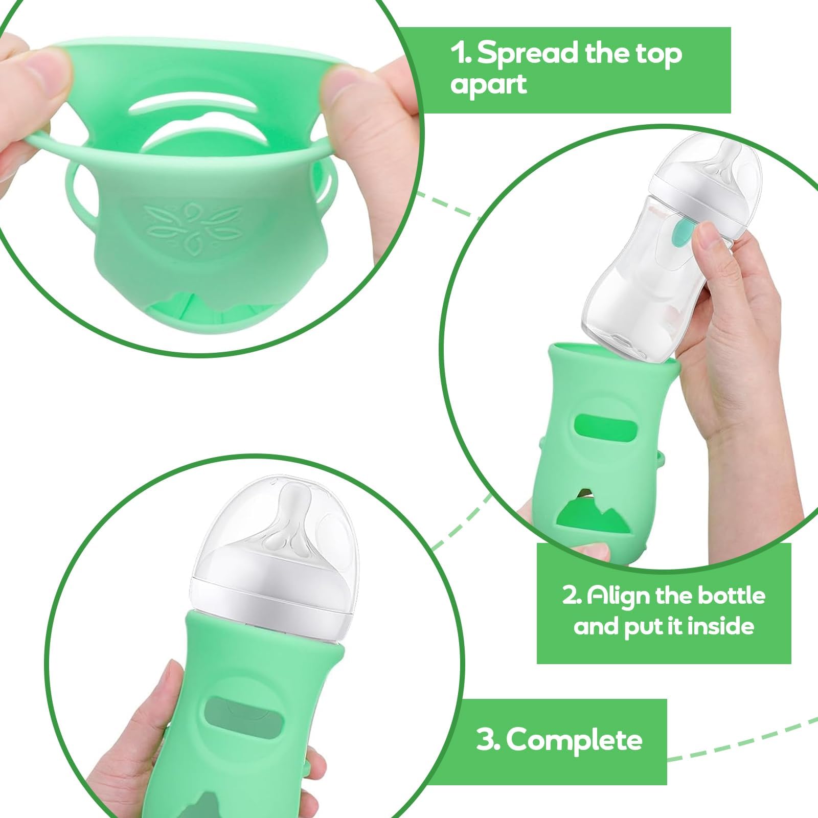 Avent Biberon in Vetro Naturale con Coperchio in Silicone Portabiberon Infrangibile Compatibile con Biberon in Vetro Naturale da 8 Once, Senza BPA, Confezione da 3