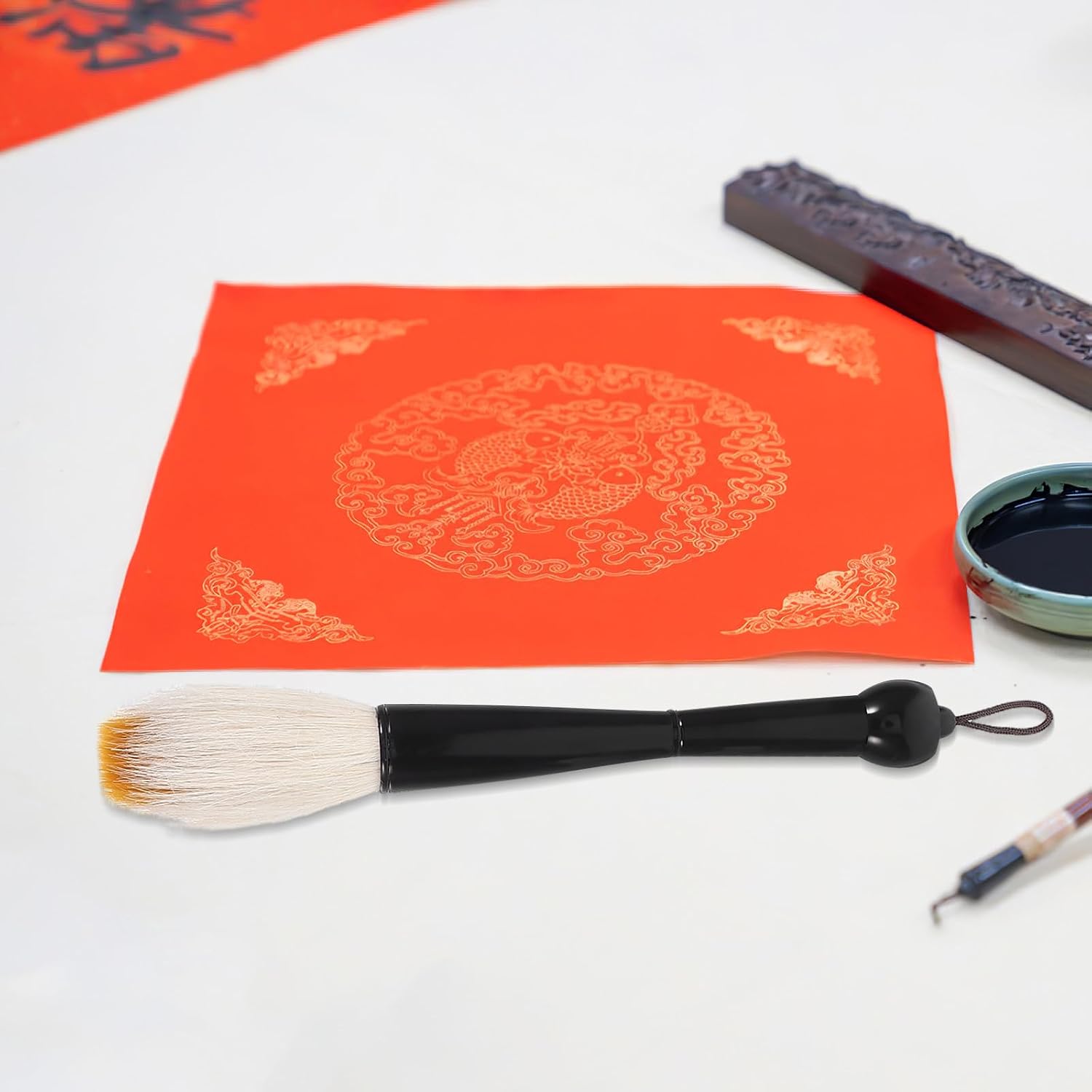 Chinese Calligraphy Brush 2.5 Inch Large Traditional Writing Brush for Beginners and Students, Compatible with Sumi Ink and Watercolor Painting, Chinese Style Calligraphy Tools